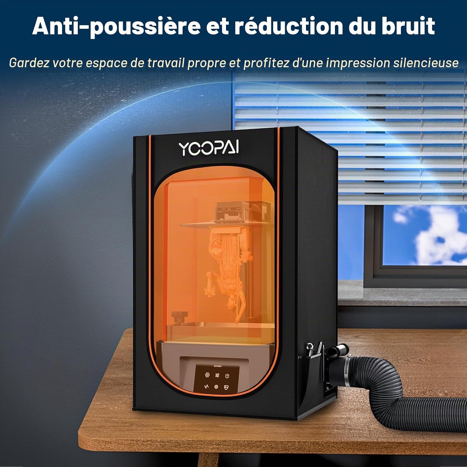Detalle 1 de YOOPAI Vent Resin Enclosure hars-3D-printerbehuizing, oranje