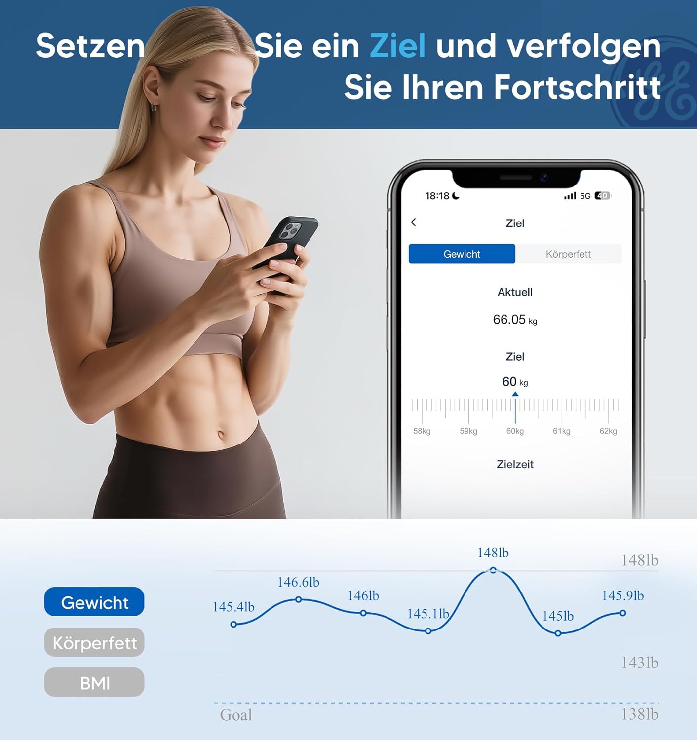 Thumbnail 4 de GE Körperfettwaage Digital mit Großem Display