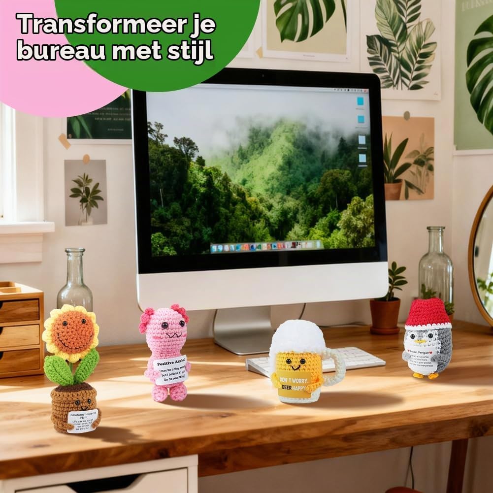 Detalle de AUAUY 5287644 gehaakt bijenpopje van katoen met inspirerende kaart
