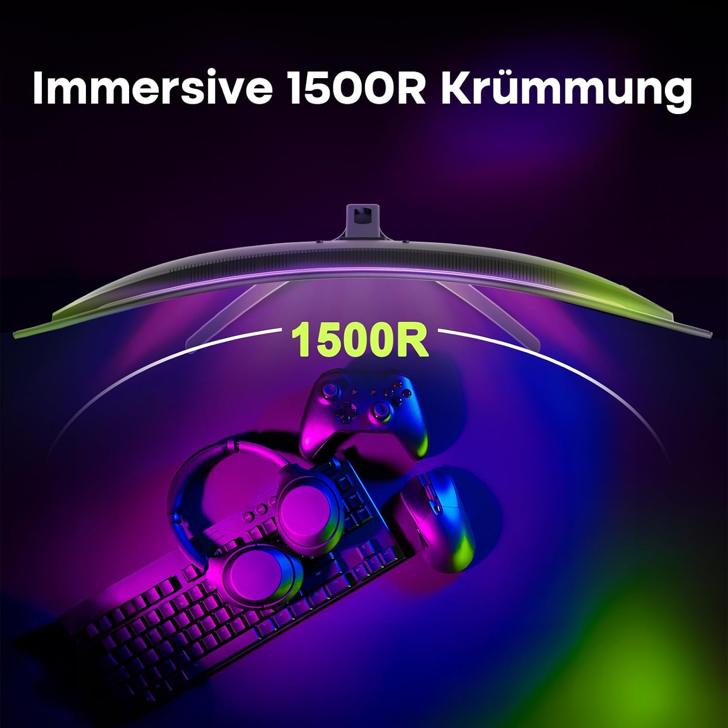 Detalle de Amzfast AMZG27C1Q PRO – 27 Zoll Curved Gaming Monitor mit 280 Hz, QHD, HDR400