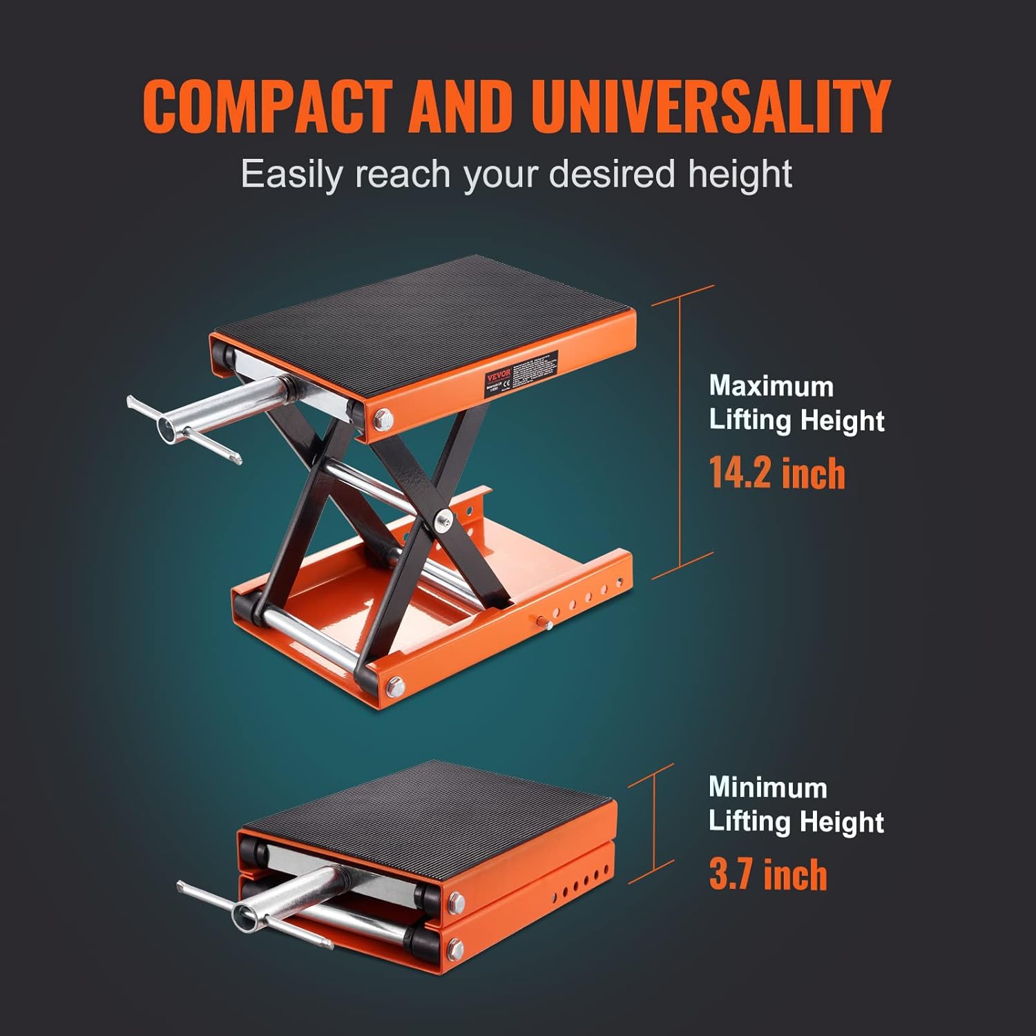 Thumbnail 5 de VEVOR Motorcycle Lift 1100 LBS Scissor Jack with Wide Deck & Safety Pin