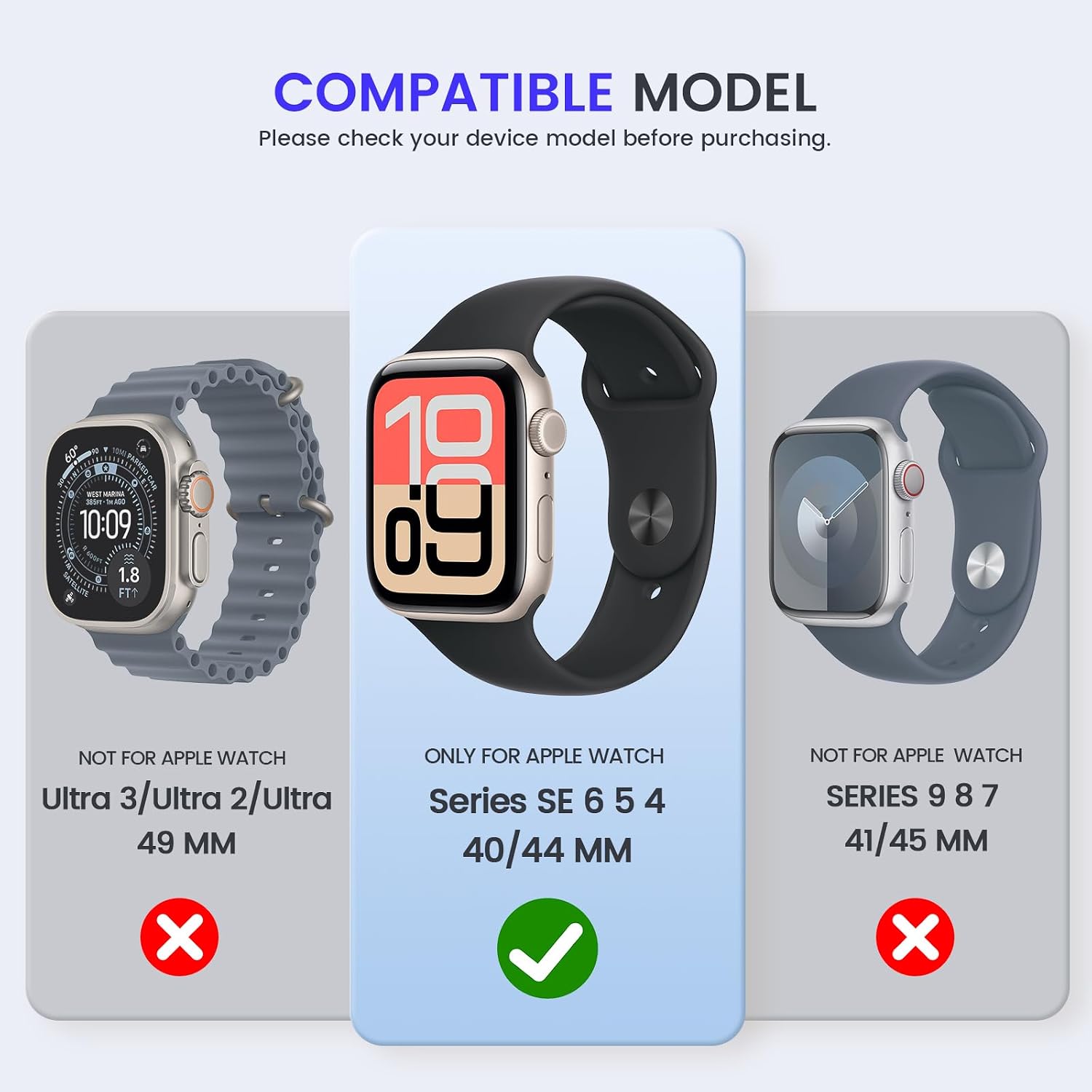 Detalle de Kamita Waterproof Case for Apple Watch 40mm SE/6/5/4 with Built-in Tempered Glass – Starlight