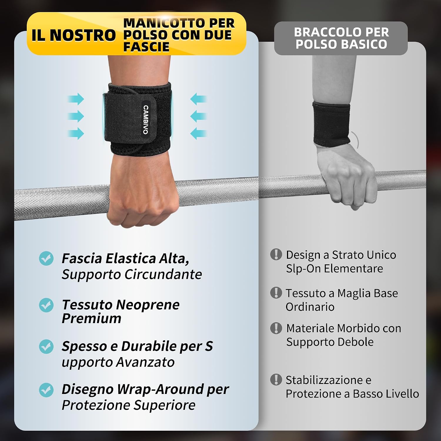 Thumbnail 6 de CAMBIVO Polsiere Palestra Regolabile 2 Pezzi – Fasce per Stabilità del Polso