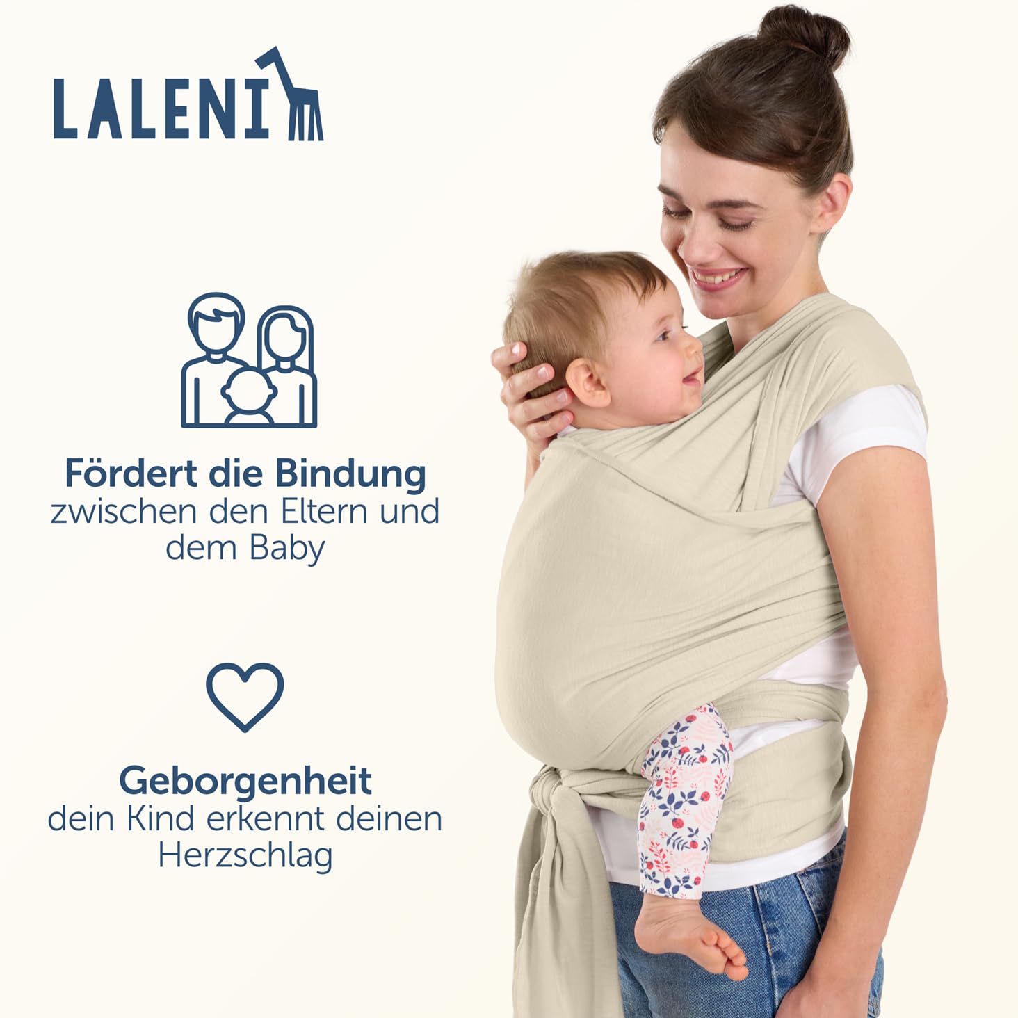 Thumbnail 3 de Laleni Tragetuch Baby – Neugeboren bis 15 kg, 100% Baumwolle, OEKO-TEX, 5,10 m Beige