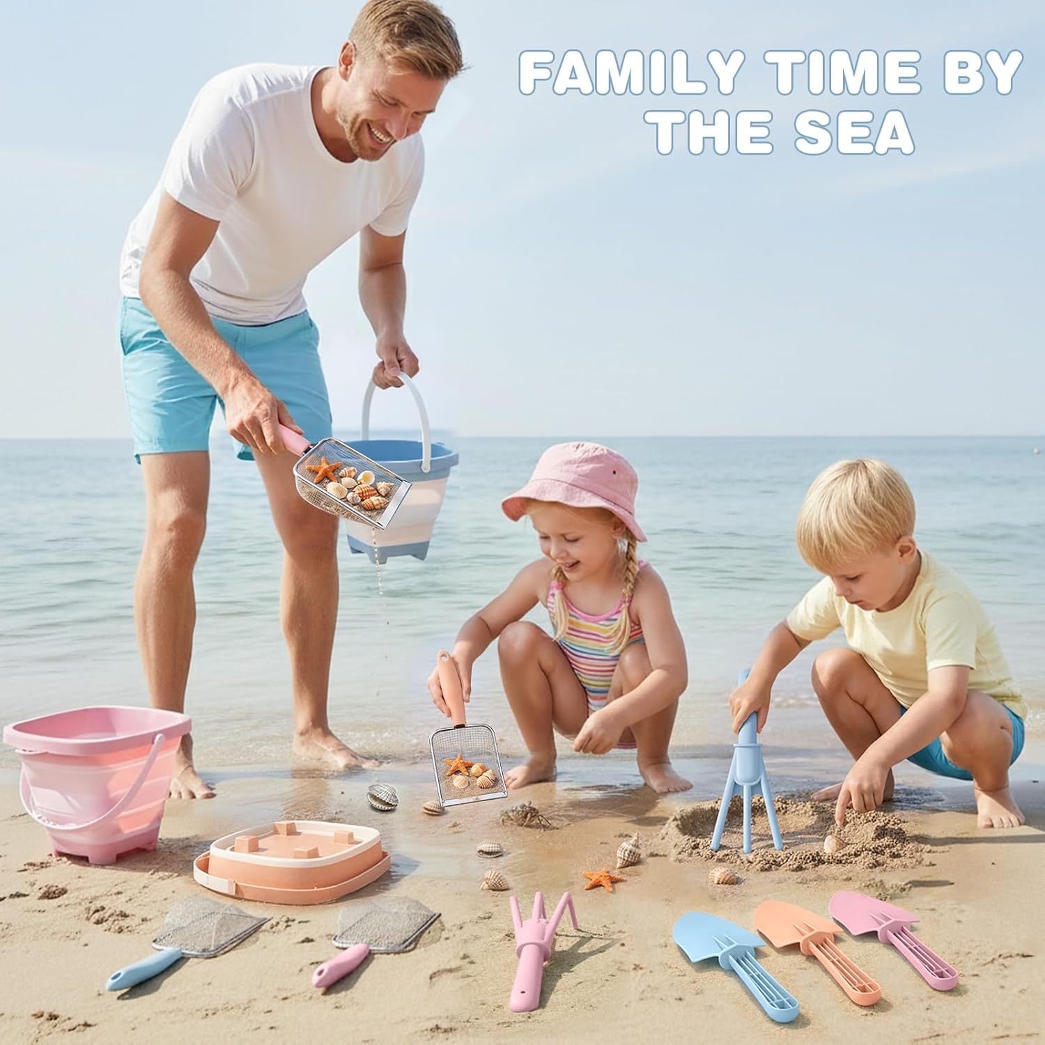Thumbnail 6 de Dreamon Beach Sand Toys 3 Set: Collapsible Buckets, Shovels & More for Shared Beach Fun