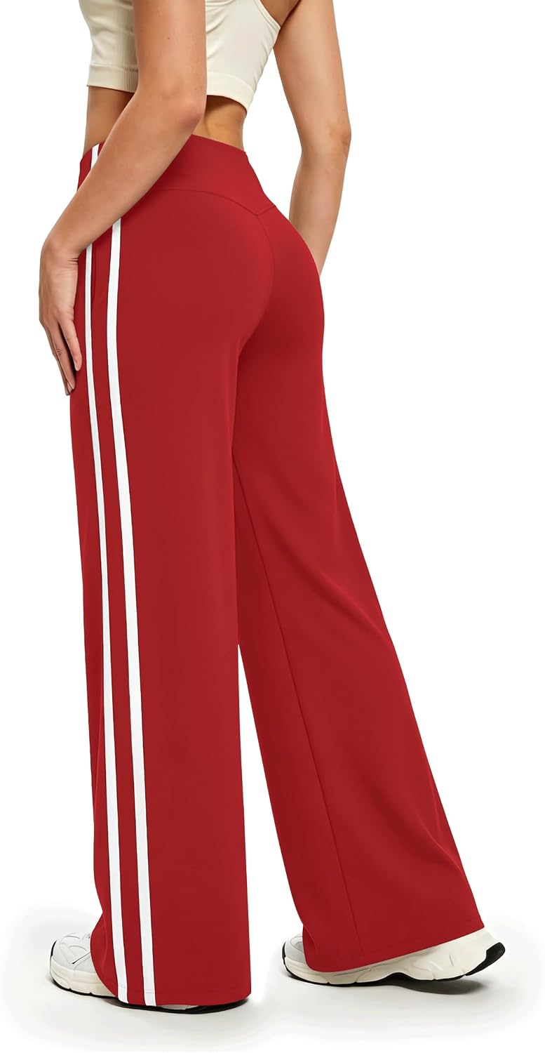 Detalle 2 de Alaroo Women's Wide-Leg Track Pants with High Waist, Side Stripes and Pockets