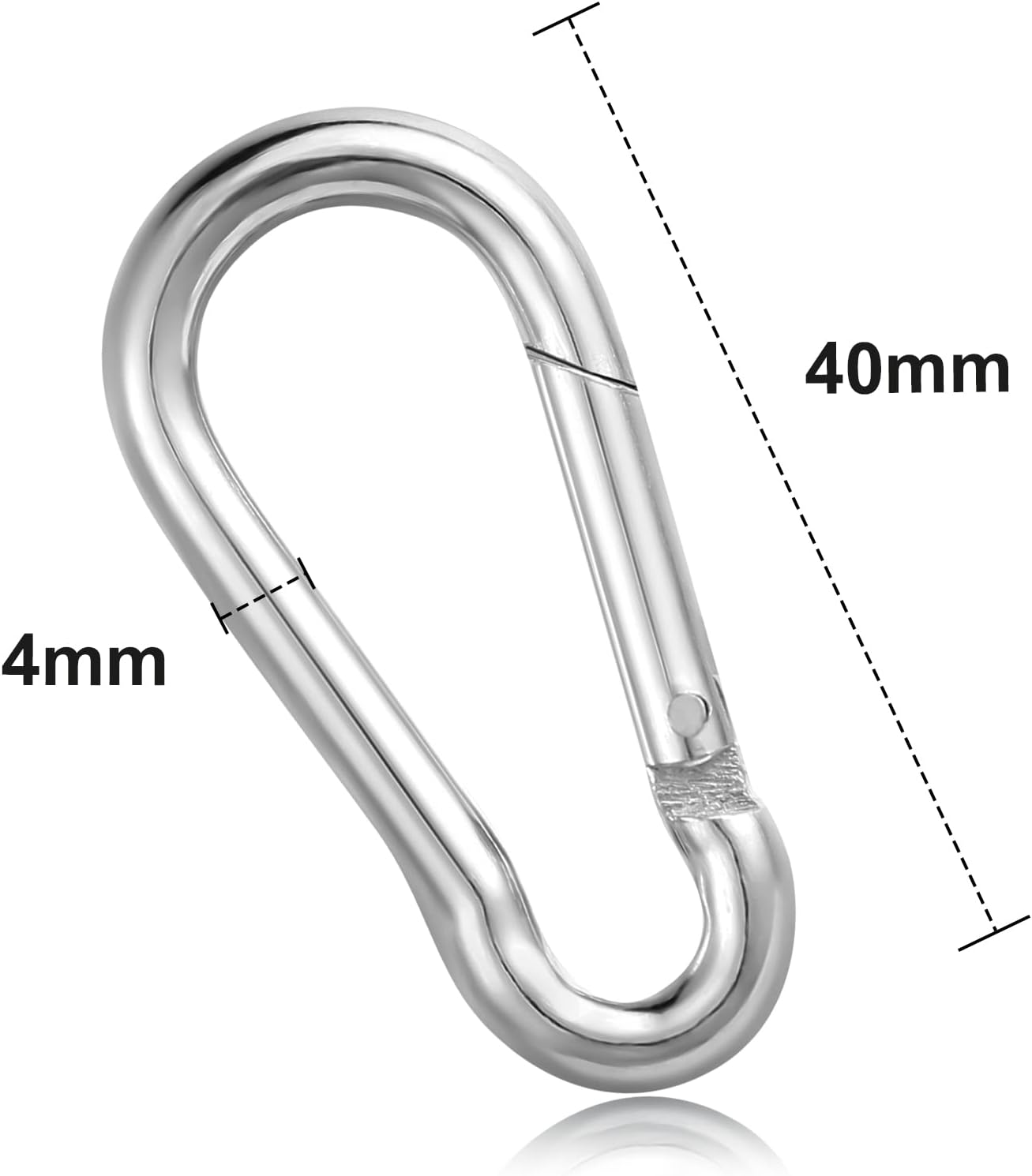 Thumbnail 1 de 15 Stück Karabinerhaken – klein, 40 x 4 mm, Edelstahl, Schnellverschluss