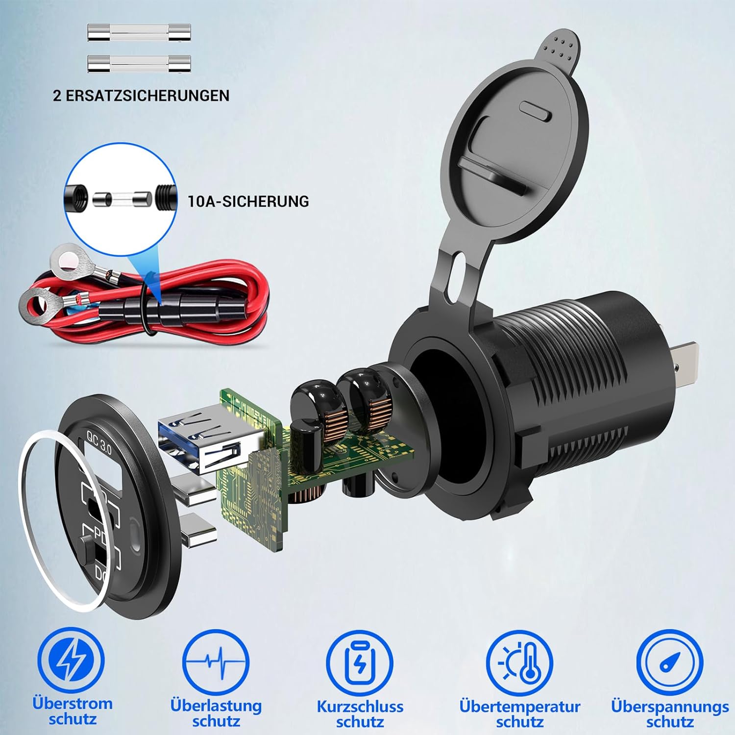 Thumbnail 4 de 96W PD 3.0 USB C Steckdose 12V für KFZ