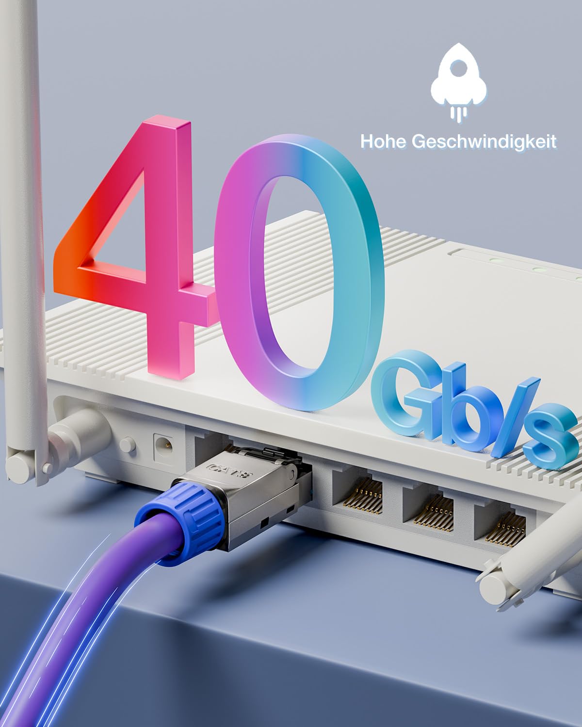 Detalle 2 de VCELINK RJ45 Stecker Werkzeuglos – Cat8/Cat7, shielded, 4 Stück