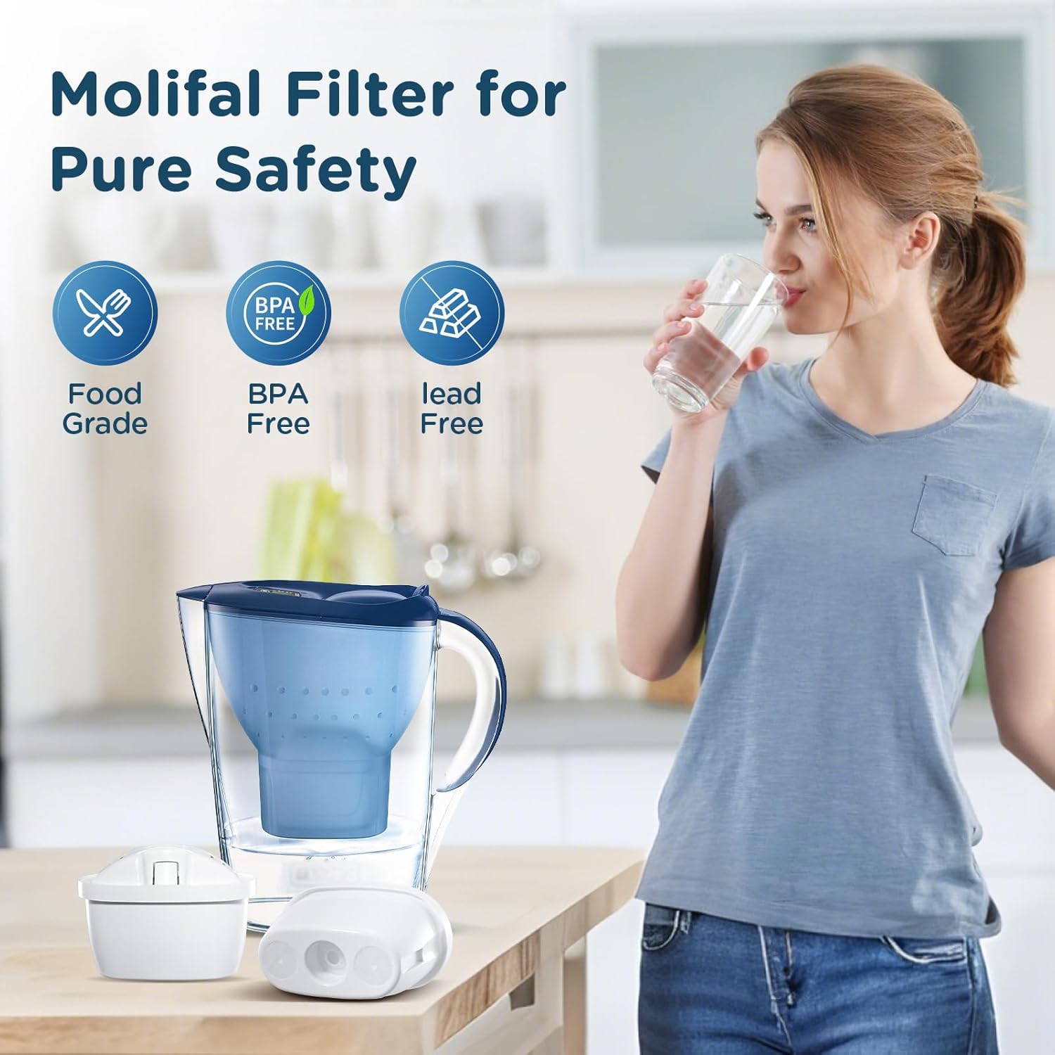 Detalle de Molifal Water Filter Cartridges for Brita Maxtra+ (6 Pack) – 5-Stage Filtration for Marella, Style and Elemaris
