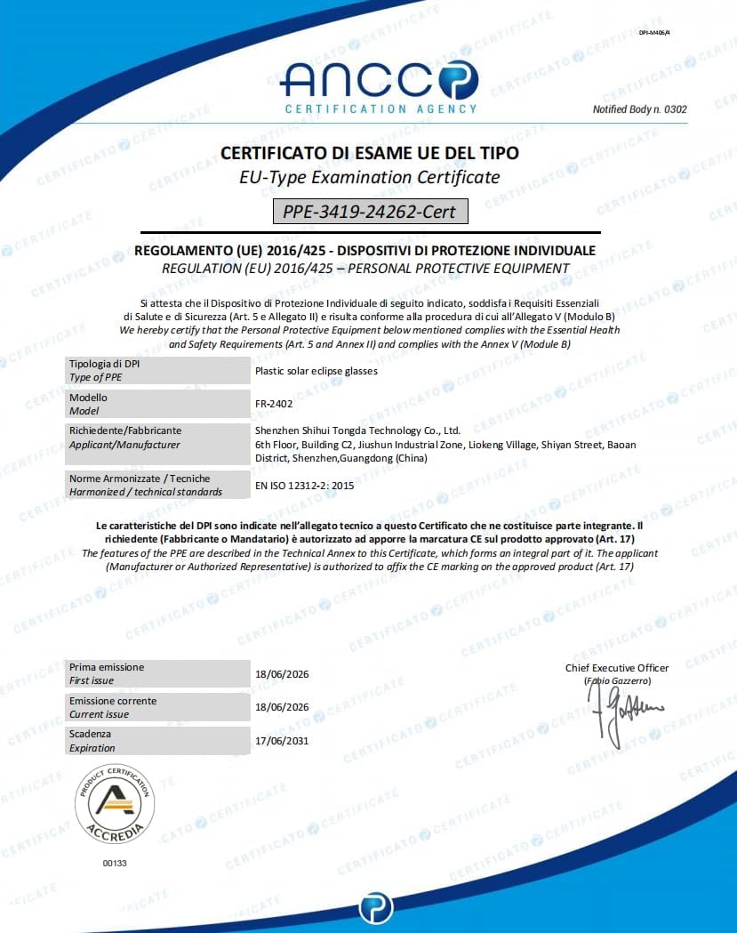 Thumbnail 6 de Keyaluo 3/6 Occhiali da eclissi solare AAS 2026 certificati ISO 12312-2:2015(E) e CE