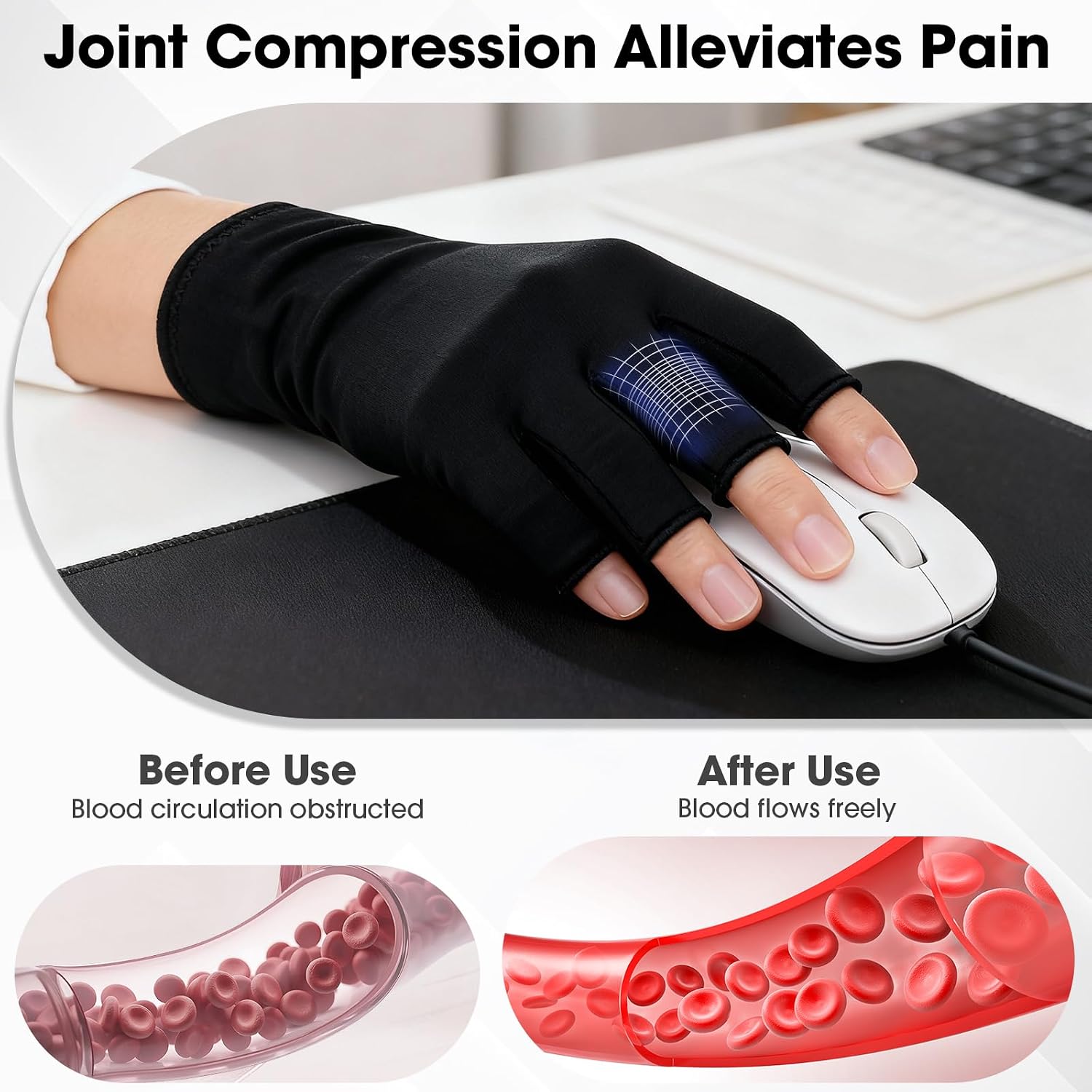 Detalle de SUPERFA Compression Arthritis Gloves 2 Pairs