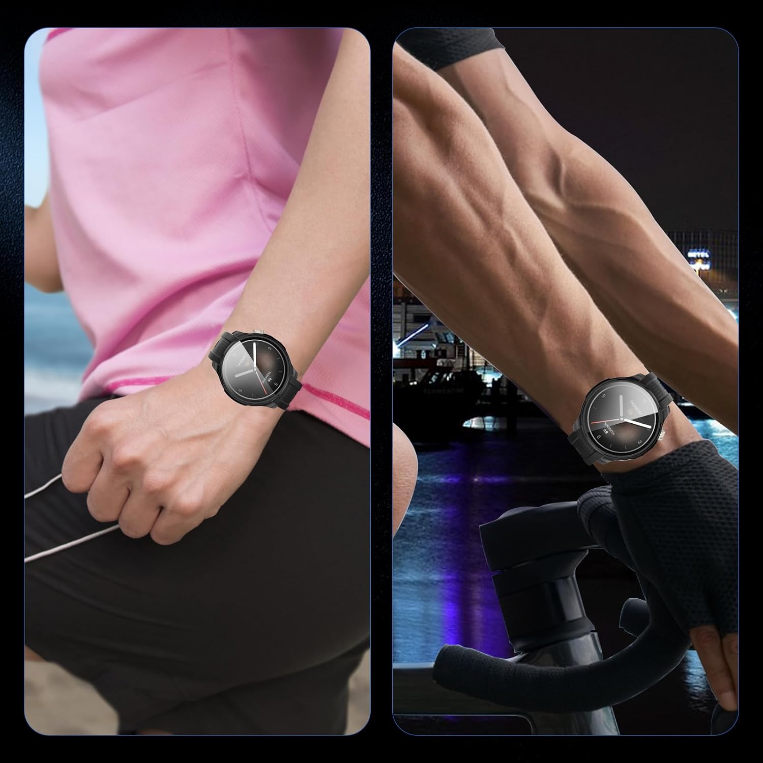Thumbnail 5 de QULLOO 2er-Set Schutzhülle für Amazfit Balance 2 – Vollschutz aus PC mit Displayschutzfolie (Schwarz + Transparent)