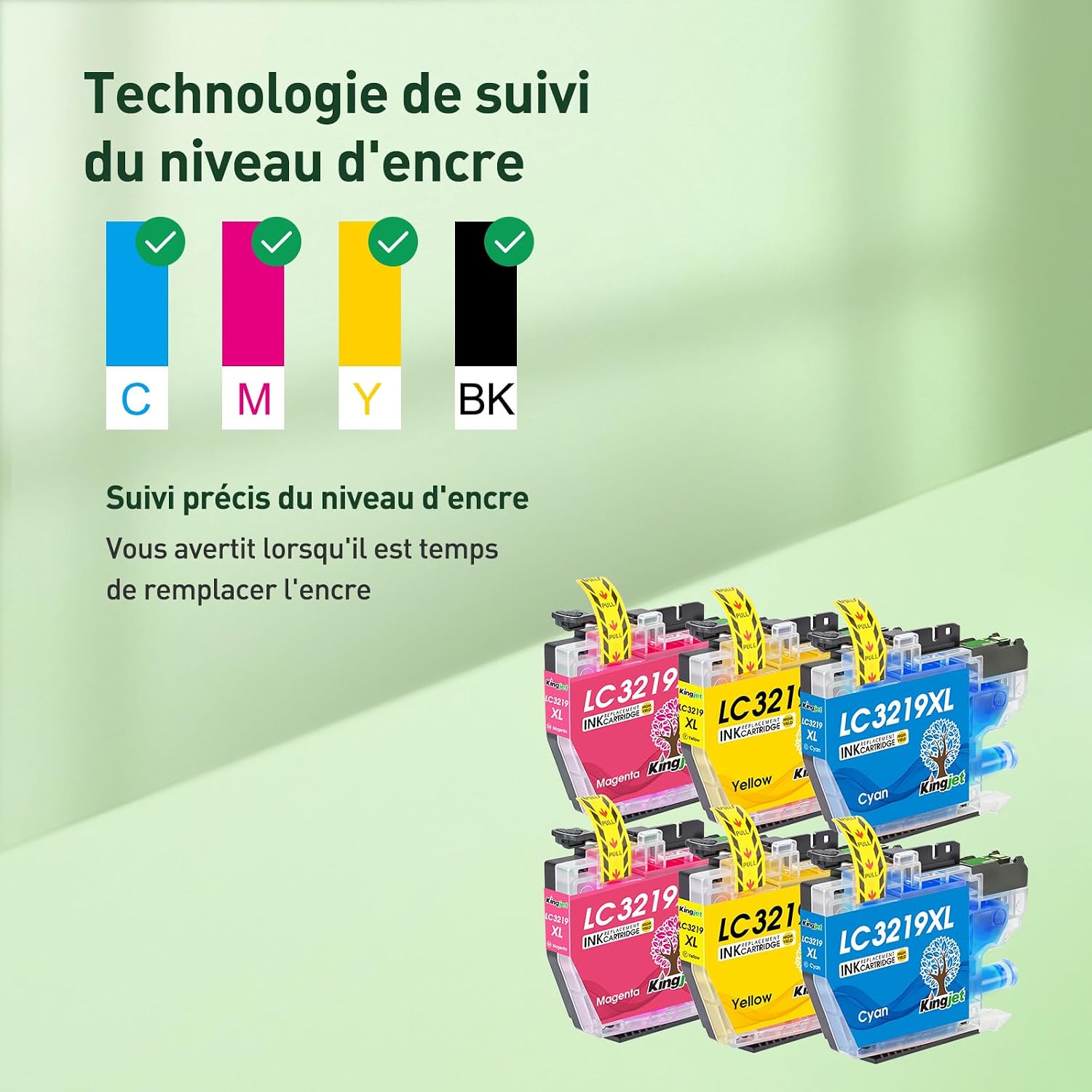 Detalle 2 de KingJet LC3219XL LC3217 – Cartouches d’encre compatibles pour Brother (Cyan, Magenta, Jaune)