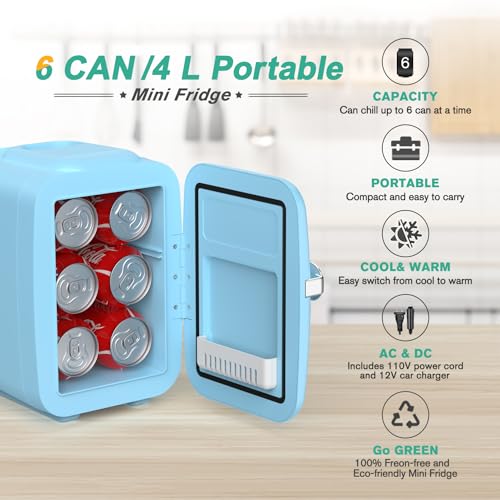 Thumbnail 3 de CROWNFUL Mini Fridge 4 Litre: Portable Cooler and Warmer for Skin Care, Cosmetics and Snacks