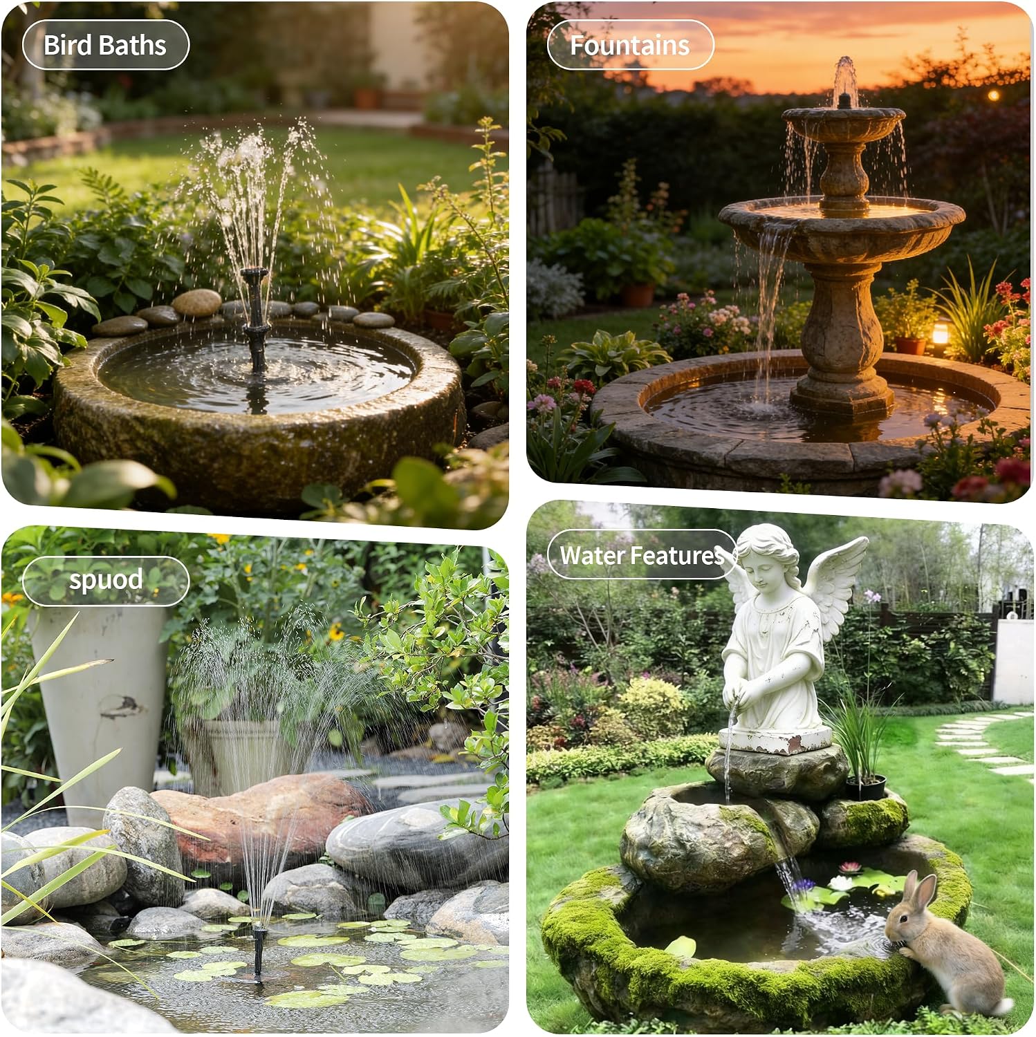 Detalle 1 de POPOSOAP solar bird bath pump 8W