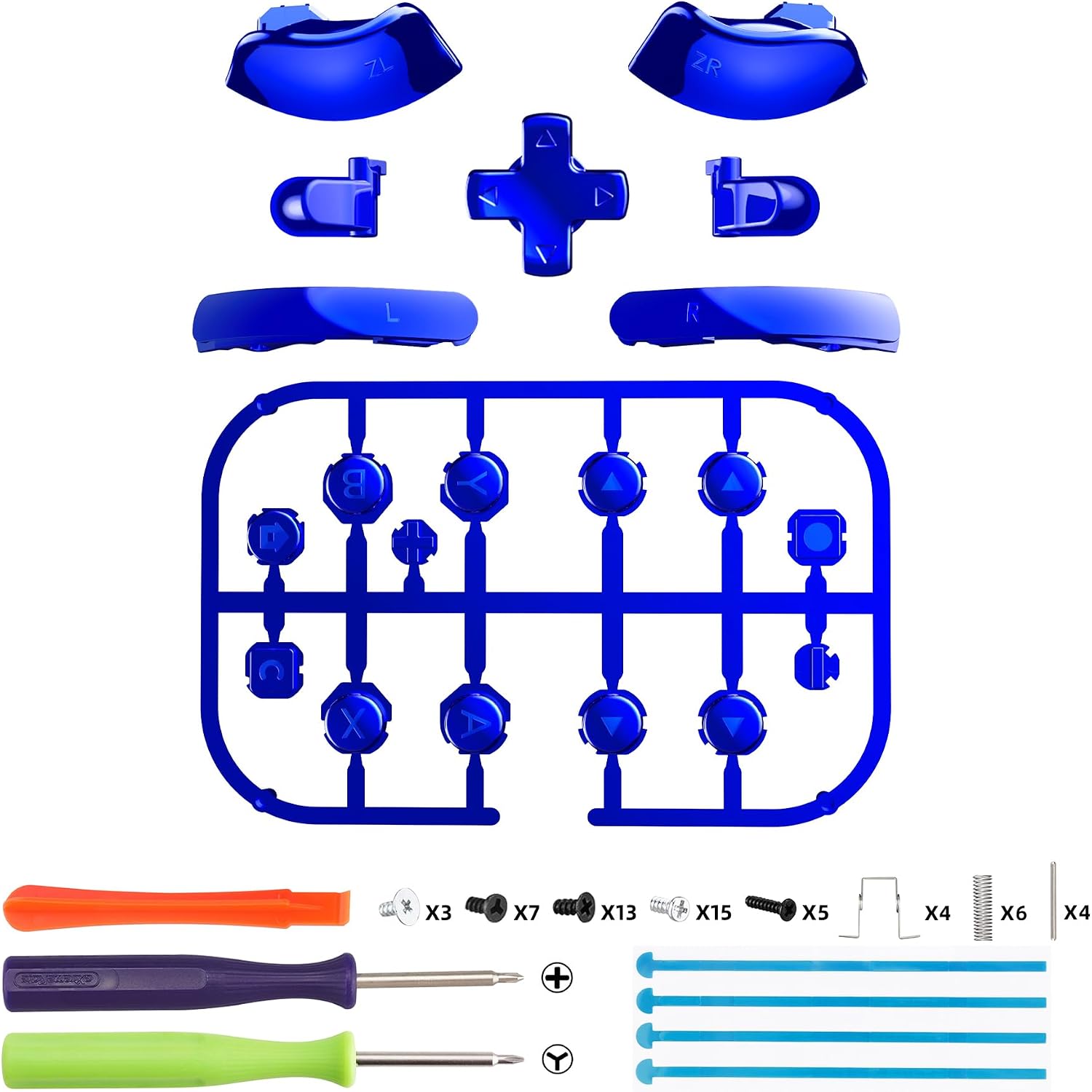 Detalle de eXtremeRate DIY Replacement Full Set Buttons for Joycon 2 (Chrome Blue) – Precision Ab XY D-Pad + Home/Capture/Release