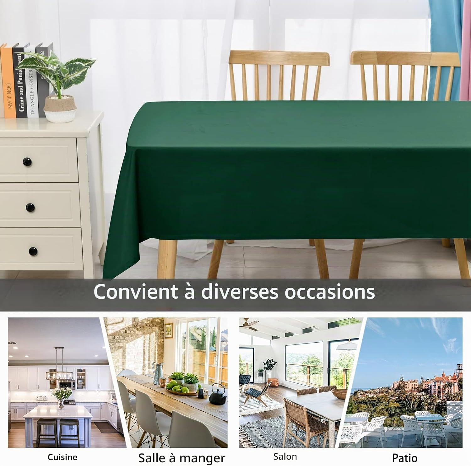 Detalle de DWCN DWEU-PWNZB-110140-21 tafelkleed, groen polyester, 110 x 140 cm