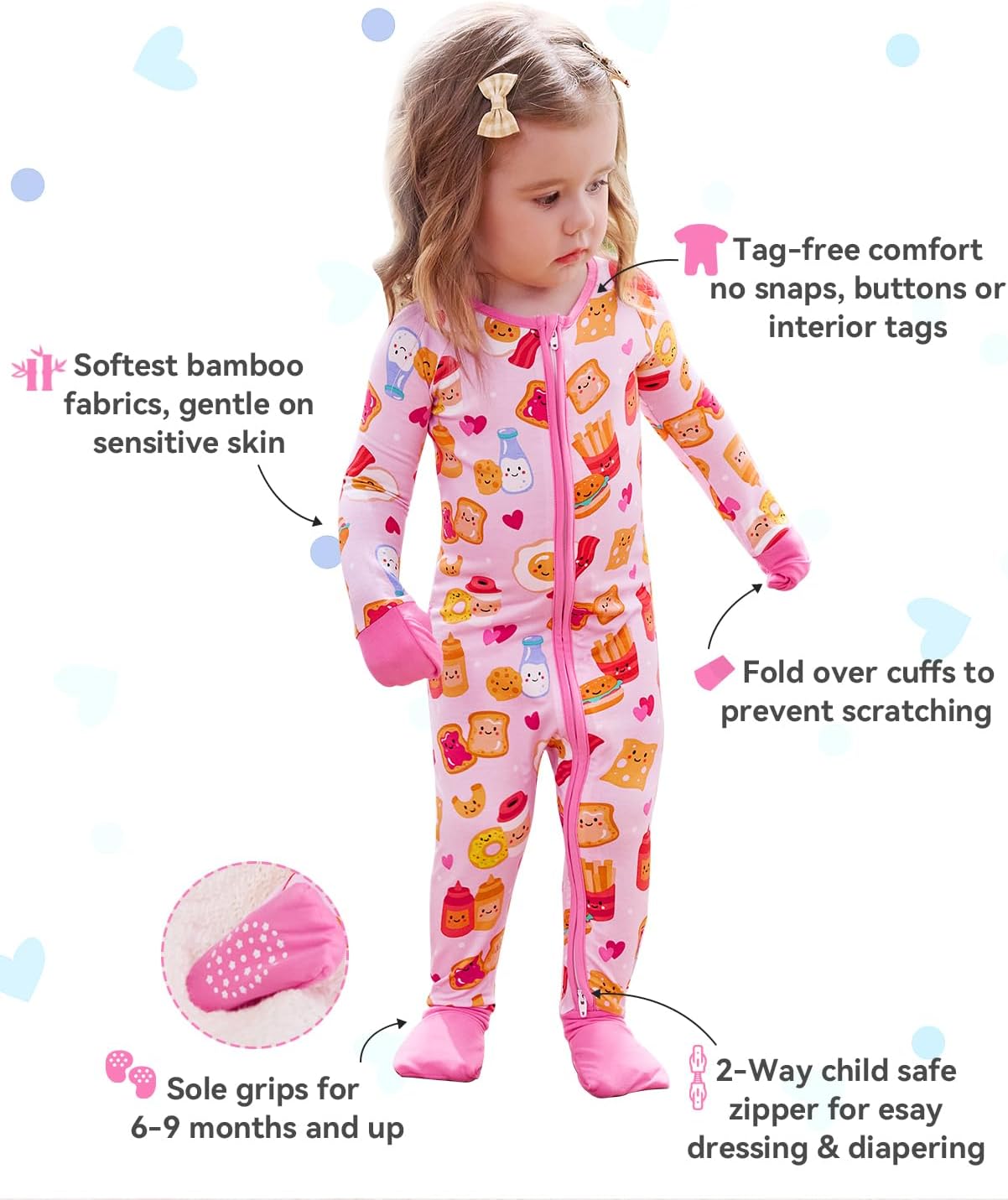 Thumbnail 1 de Babee Reshinee Bamboo-Derived Viscose Baby Footie Pajamas: Convertible Newborn Sleeper with Two-Way Zipper