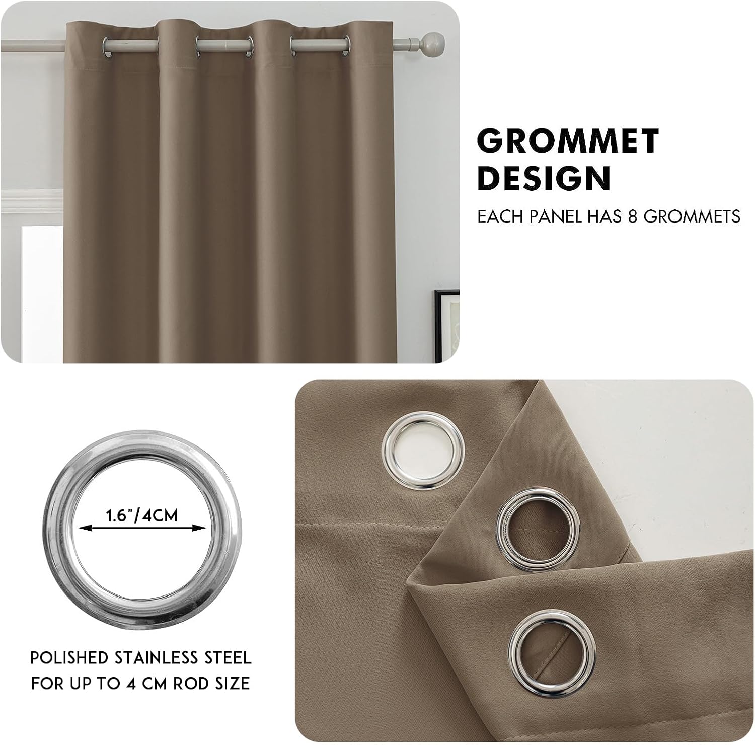 Detalle 2 de Ystyle Rideau Occultant Lot de 2 140x300 cm – Rideau Extérieur Étanche et Isolant Thermique