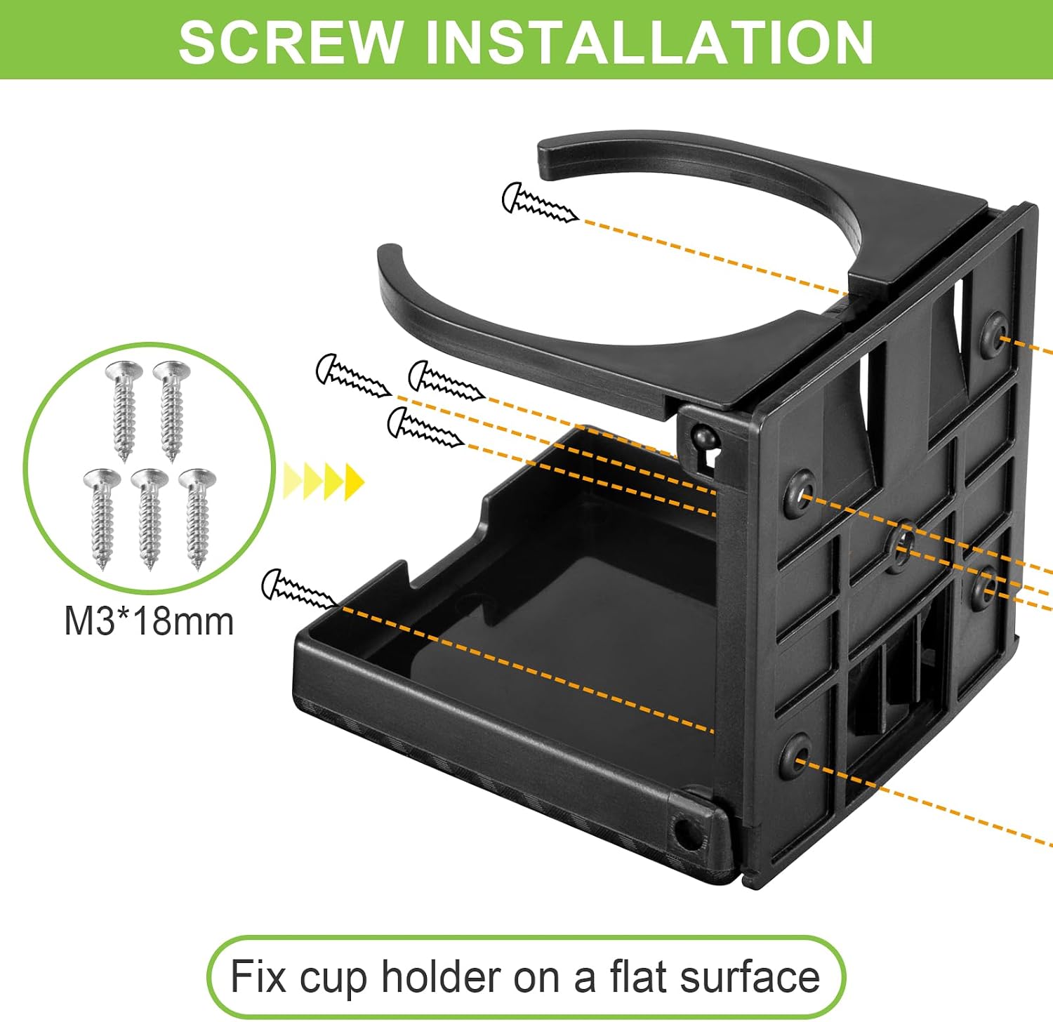 Detalle de Spurtar 2er Set klappbare Getränkehalter für Auto, Wohnmobil & Yacht (für Becher/Dosen/Flaschen bis 100 mm) – schwarz