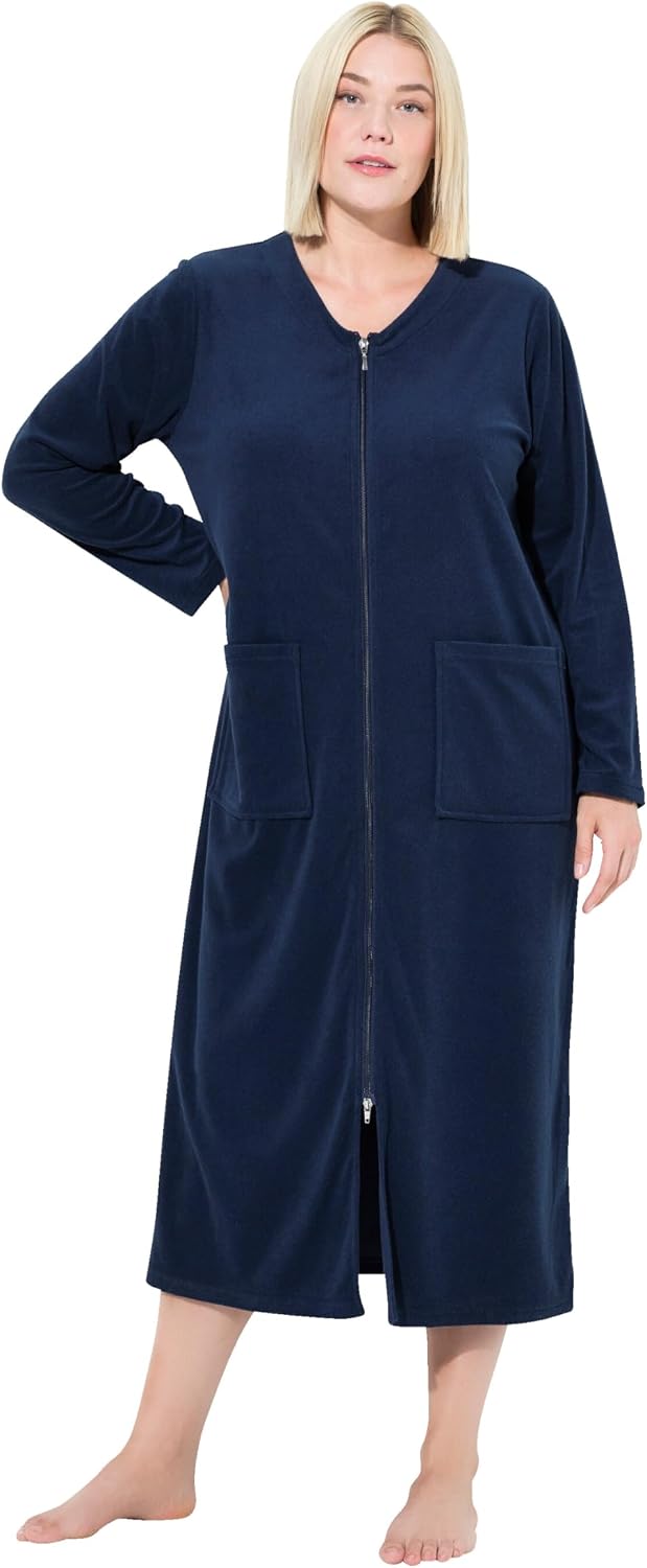 Detalle de Ulla Popken Frottee-Bademantel Robe de Chambre Femme (lot de 1) – Bleu Nuit, T. 76-78