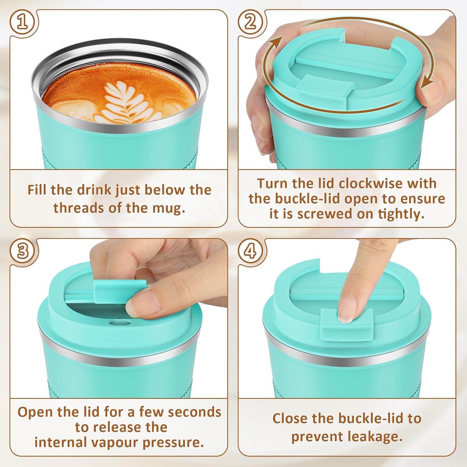 Thumbnail 6 de KETIEE Travel Mug Coffee Cup Stainless Steel 380ml (T-Blue)