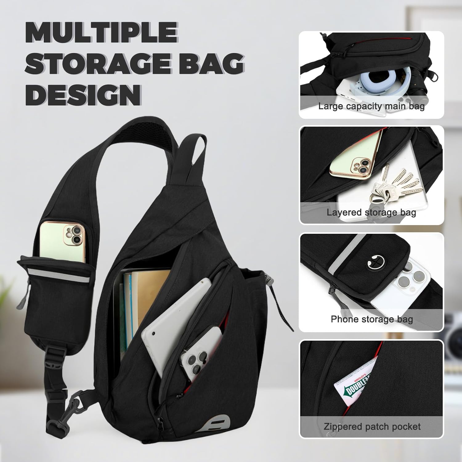 Thumbnail 5 de Aucuu Sling Rucksack – kompakte Crossbody-Tasche mit Kopfhörerloch