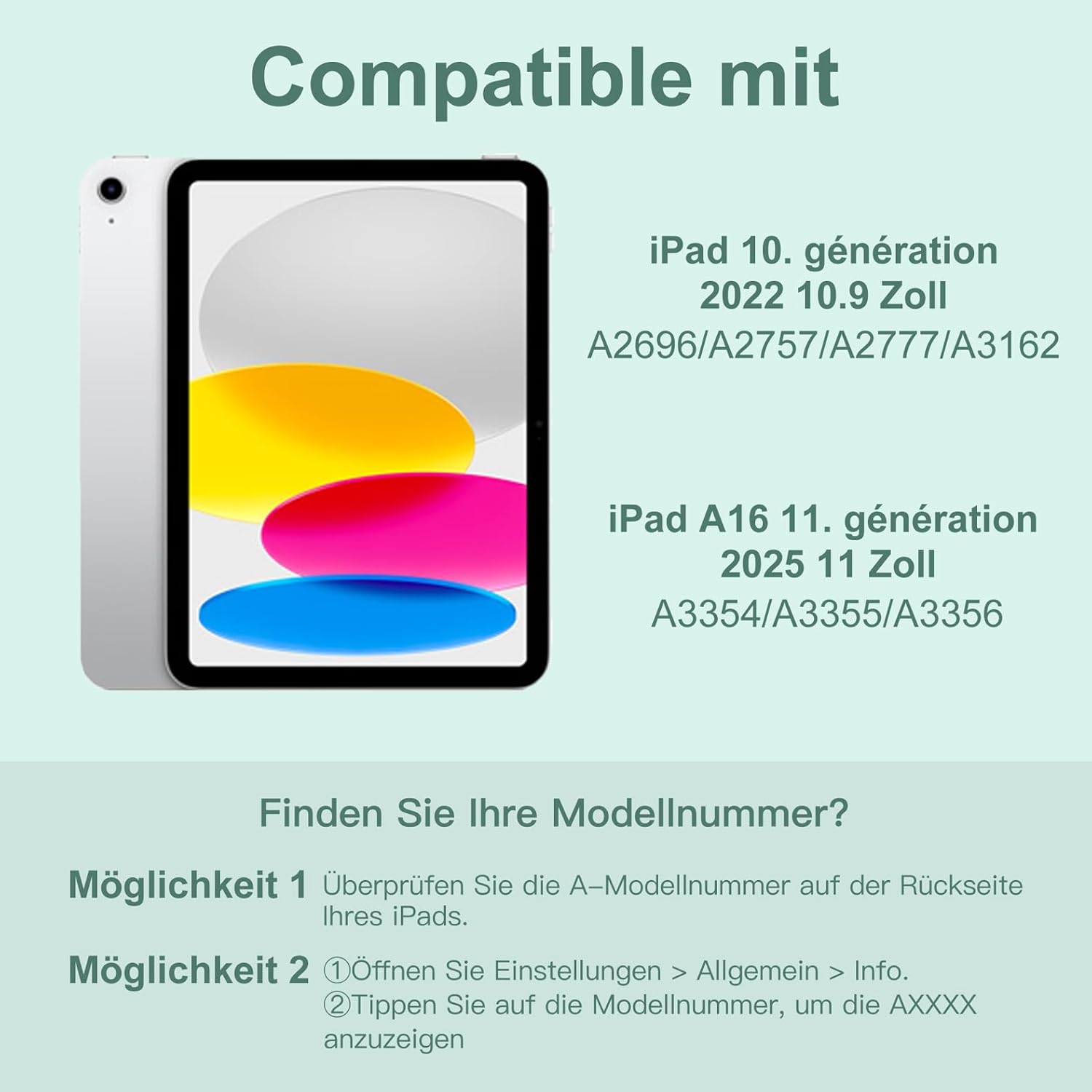 Thumbnail 1 de Vobafe Hülle mit Tastatur für iPad A16 11 Zoll – 7-farbige Beleuchtung, magnetisch abnehmbar, Stifthalter
