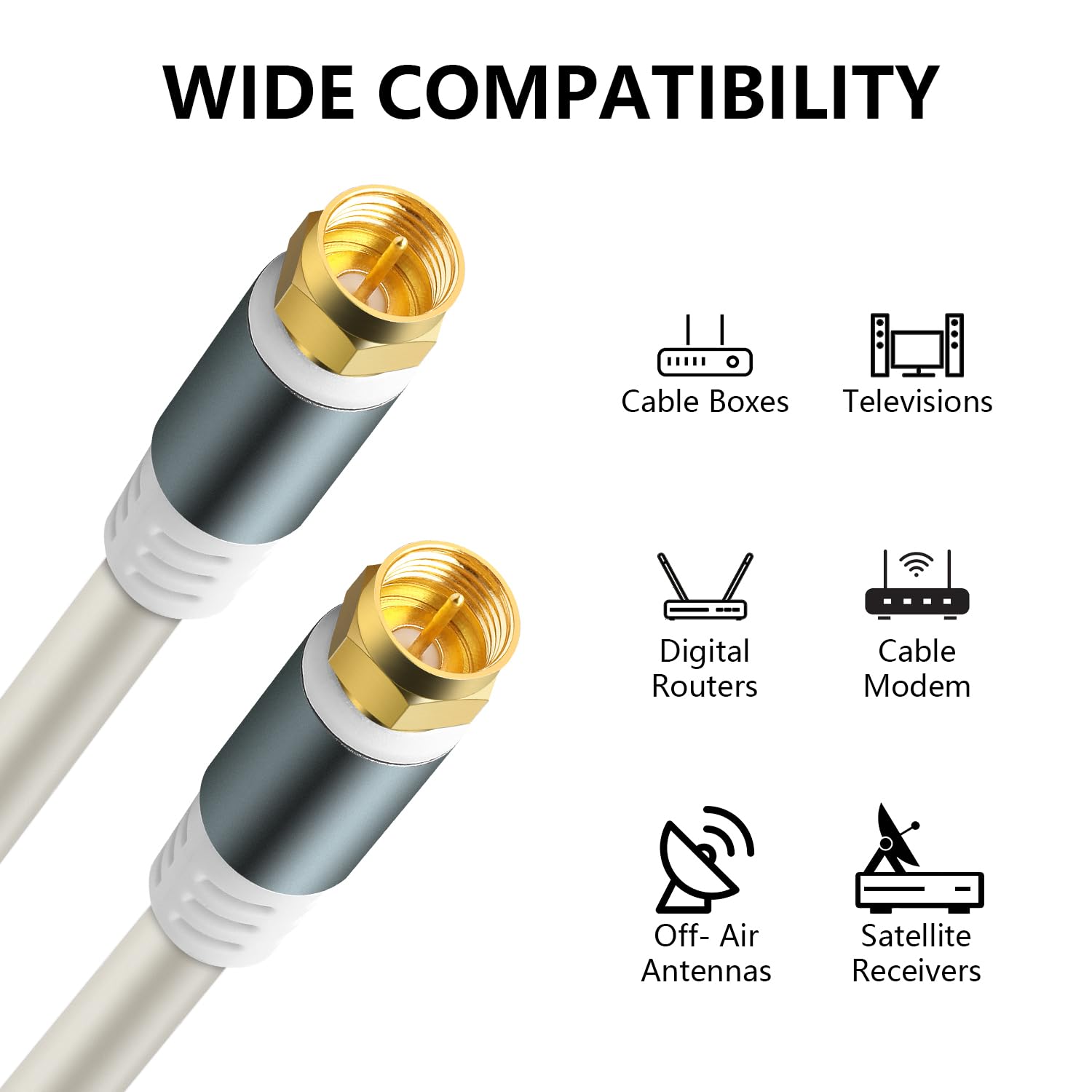 Detalle de SAISN RG6 Coaxial Cable Connector Kit with F Type Extensions (32 Feet)