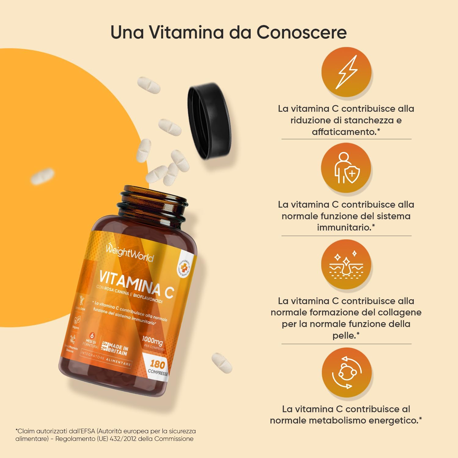 Thumbnail 2 de Vitamina C 1000mg vegana 180 compresse — integratore 🍊