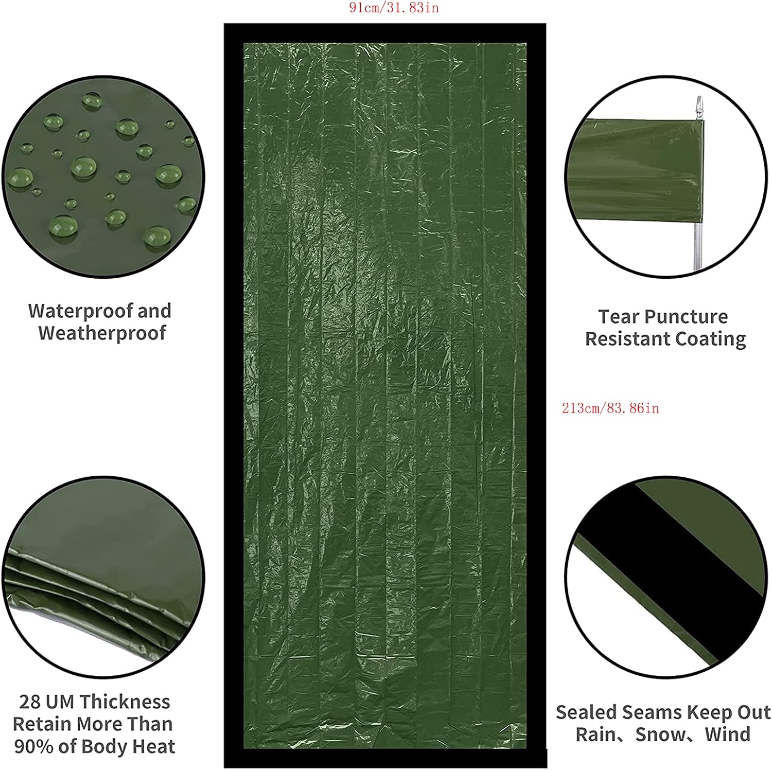 Thumbnail 1 de HONYAO Survival Sleeping Bag: Emergency Bivvy Bag (2 Pack) for Outdoor Survival and Camping