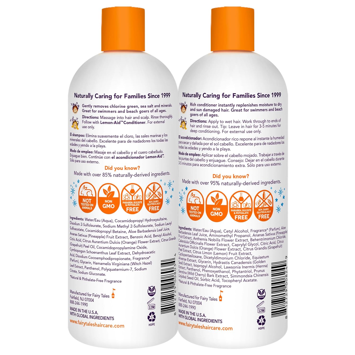 Detalle 2 de Fairy Tales Sun & Swim Shampoo & Conditioner Duo for Kids (32oz Each) — Chlorine Removal & Hydration, Citrus Scent