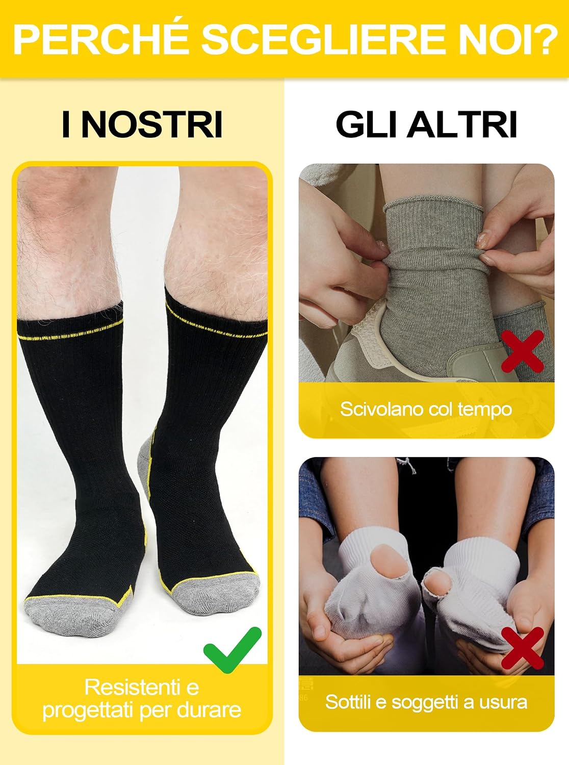 Detalle de ZFSOCK Calze da lavoro traspiranti con punta e tallone rinforzati, senza cuciture e suola imbottita (uomo e donna)