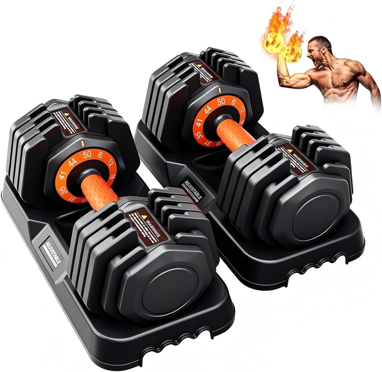 Detalle de WLR 10-in-1 Adjustable Dumbbell Set with Quick-Dial Weights and Silicone Grip