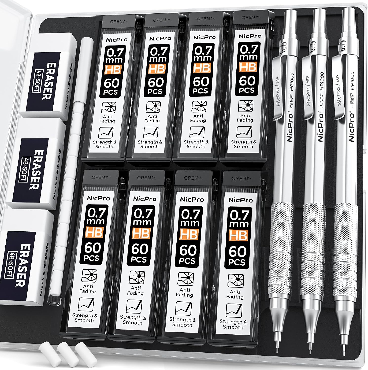 Nicpro MP1000 0.7mm Metal Mechanical Pencil Set