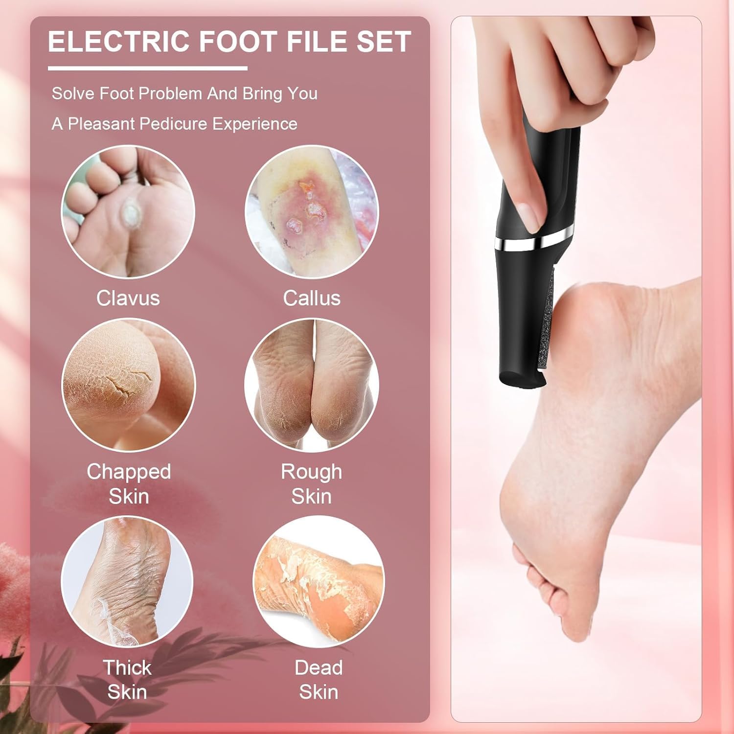 Thumbnail 2 de Dongxw Electric Callus Remover for Feet – Rechargeable Foot File with 3 Roller Heads