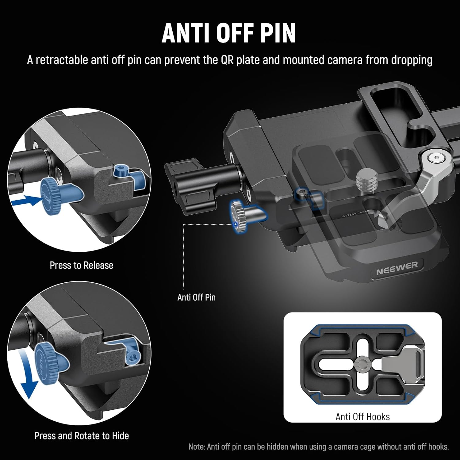 Detalle de Neewer Foldable V Mount Battery Plate with Arca Type Quick Release Baseplate for V Lock Systems