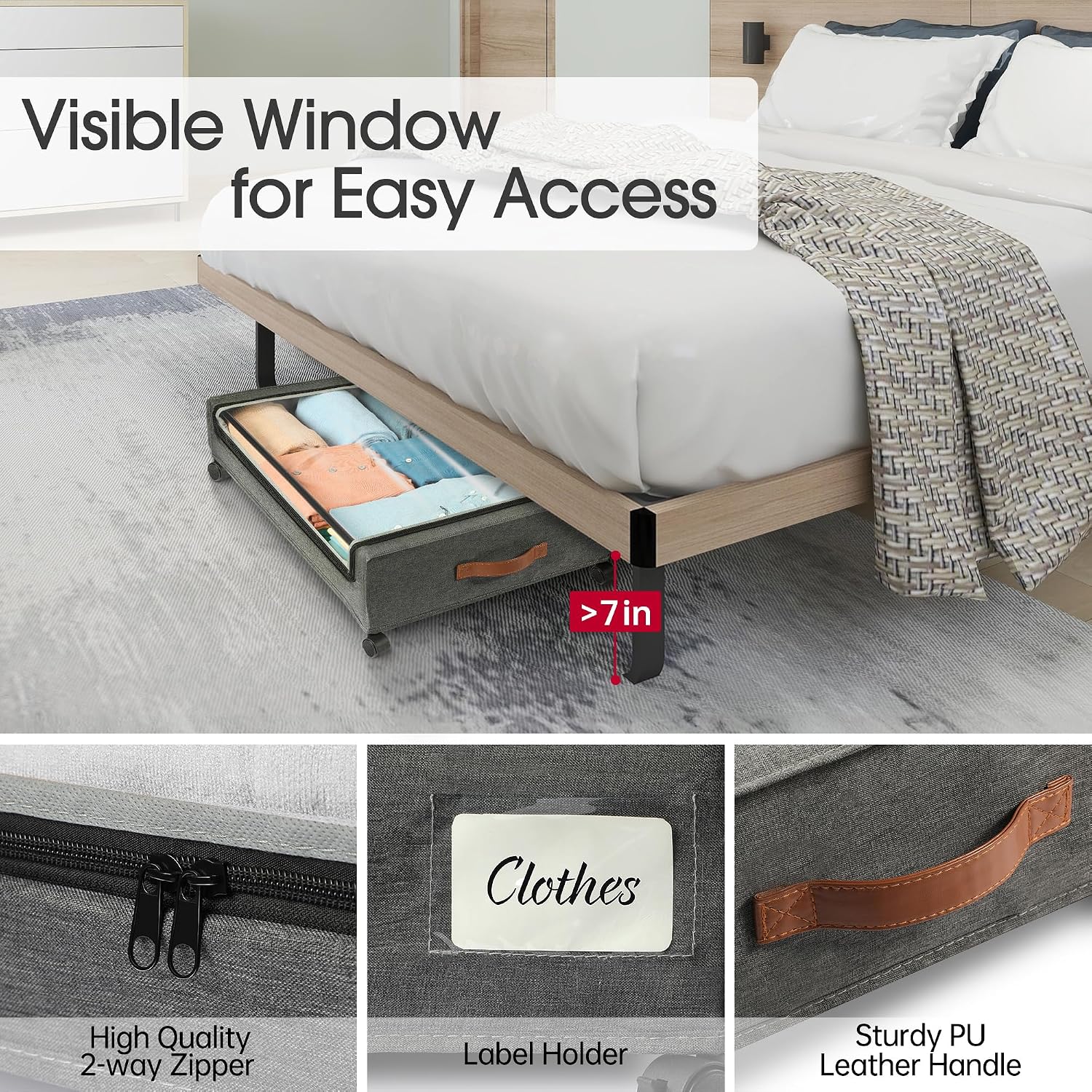 Thumbnail 4 de Yecaye Under-Bed Storage Organizer 30.71 x 16.93 x 6.69 in