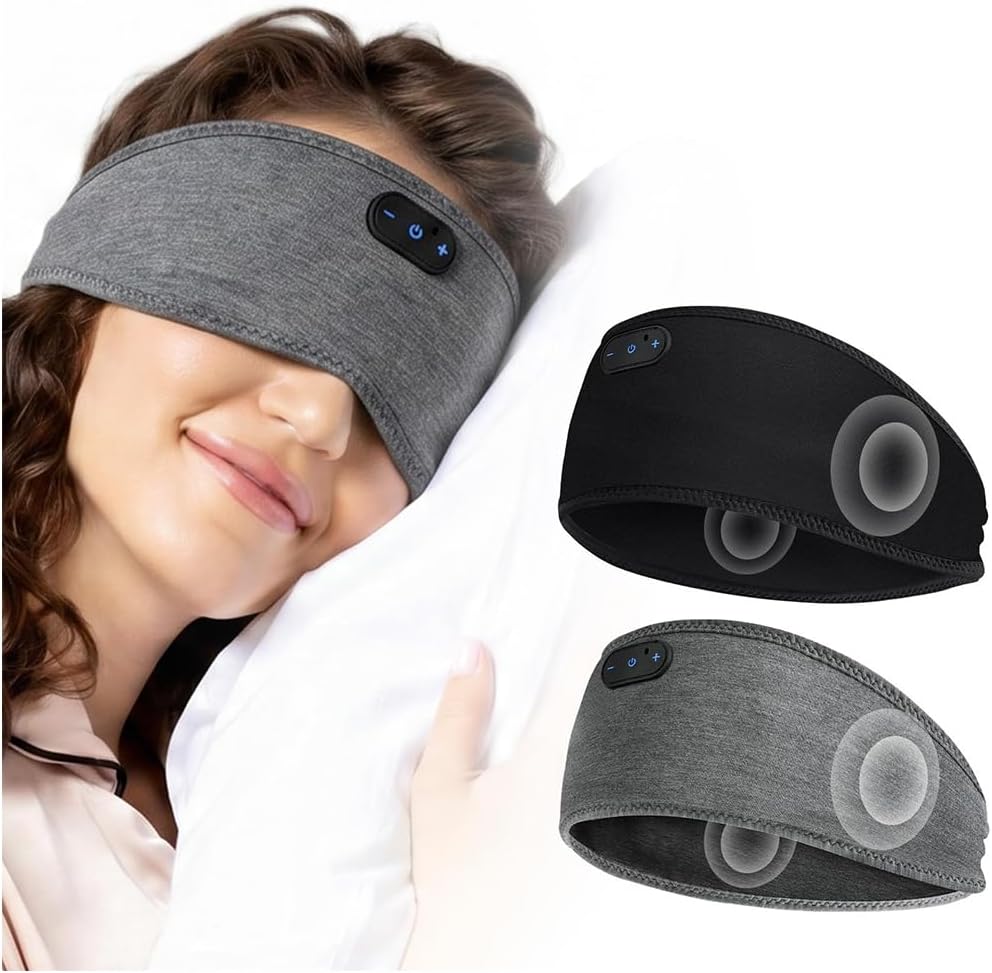 Detalle de 2-Pack Sleep Headphones for Side Sleepers – Ultra-Soft Bamboo Cotton Bluetooth Headband Headphones (16H, Bluetooth 5.4)