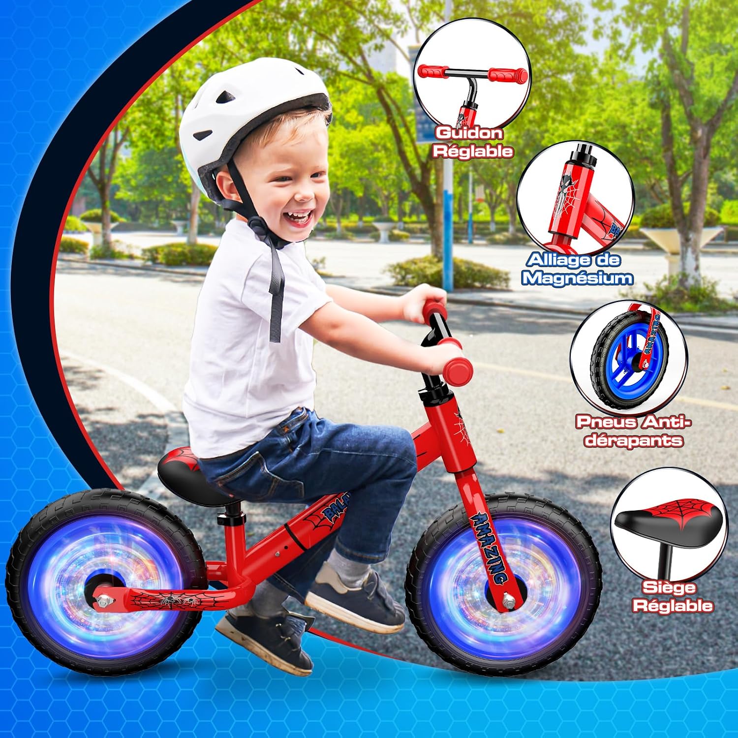 Detalle 2 de Braxel Draisienne Enfant sans Pédales (2–6 ans) — style araignée Spider, jusqu’à 35 kg