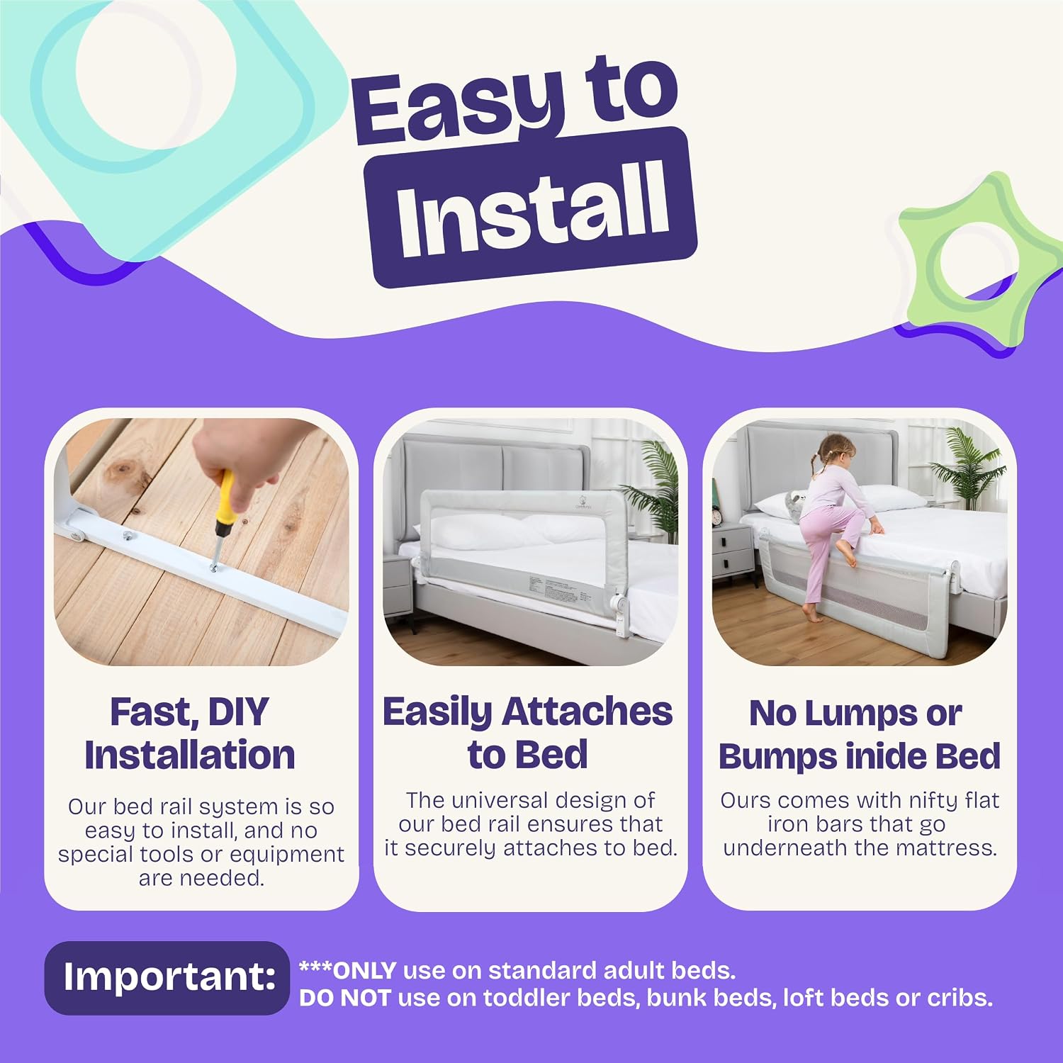 Thumbnail 5 de ComfyBumpy 1-Pack Toddler Bed Rail 55.5"