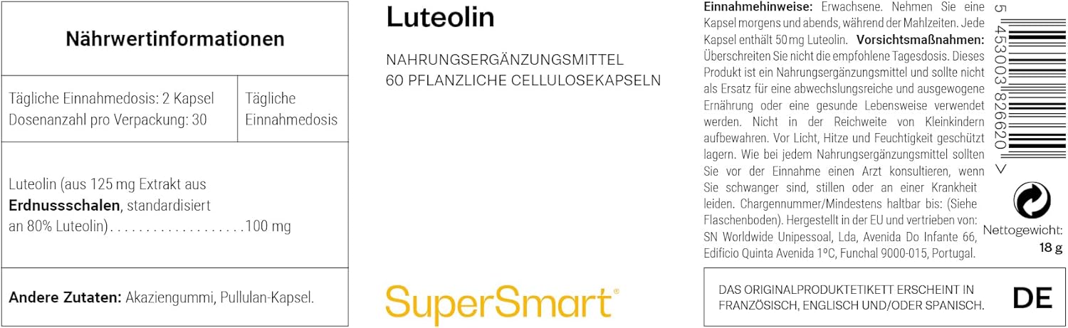 Thumbnail 2 de Luteolin – Reines Luteolin-Flavon aus Erdnussschalen, 60 vegane Kapseln (SUPERSMART)