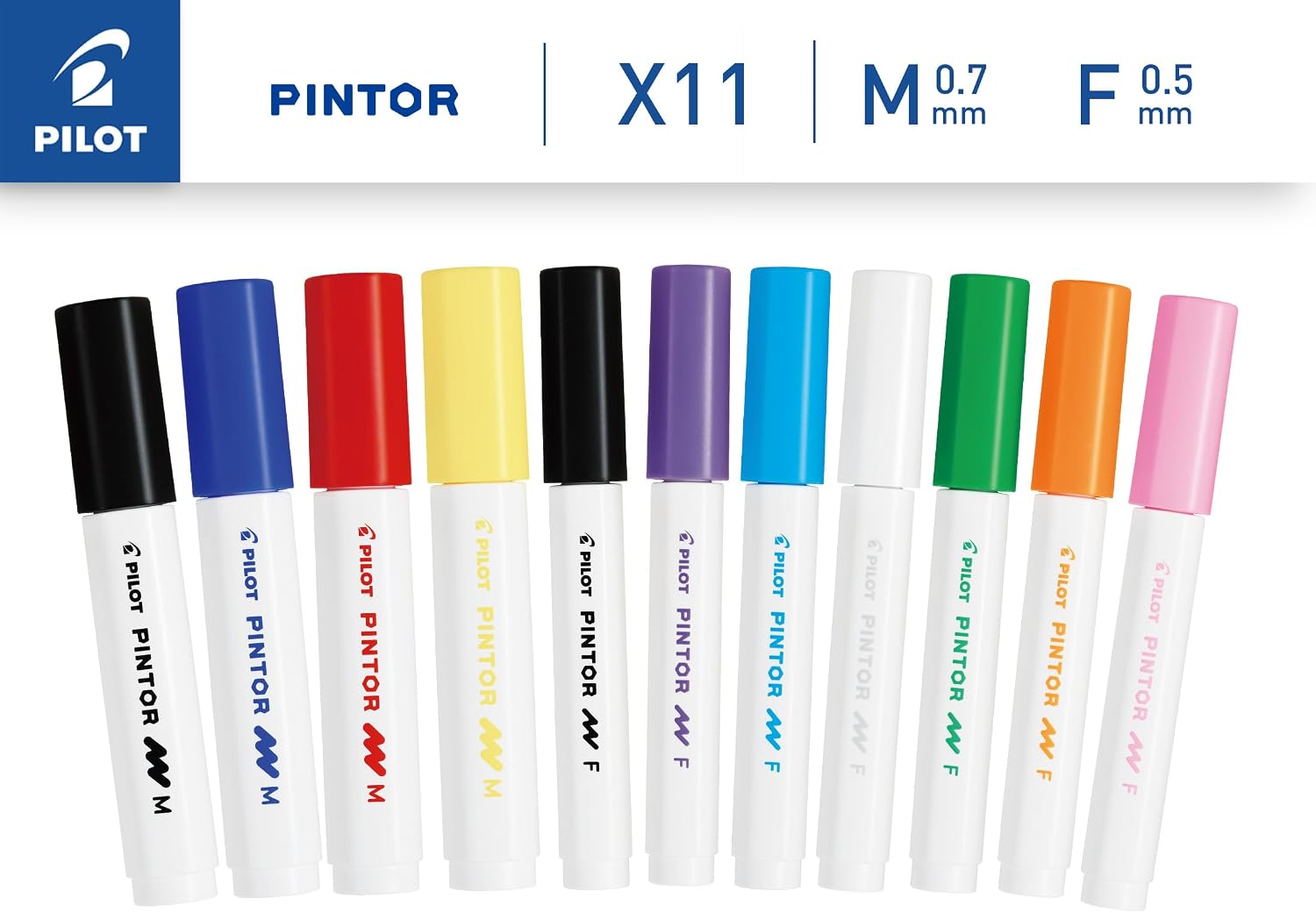 Thumbnail 1 de PILOT - Malette de 11 marqueurs Pintor Multi-Surfaces à base d’eau, pointe fine et large – Couleurs assorties