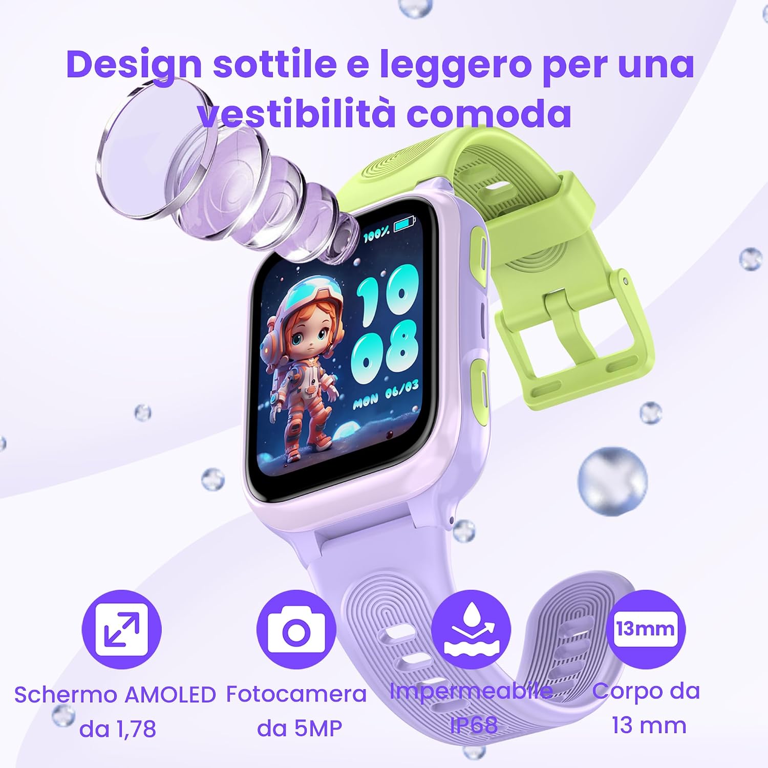 Detalle 2 de LAGENIO K9 Smartwatch Bambini AI: GPS, 4G e AMOLED 1,78'' per una crescita connessa