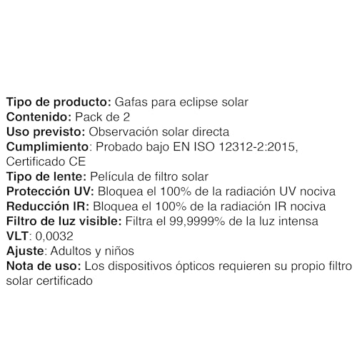 Thumbnail 6 de ORRO Gafas para Eclipse Solar 37 mm — Pack 2/6/12/50, negras, certificadas EN ISO 12312-2:2015 y CE