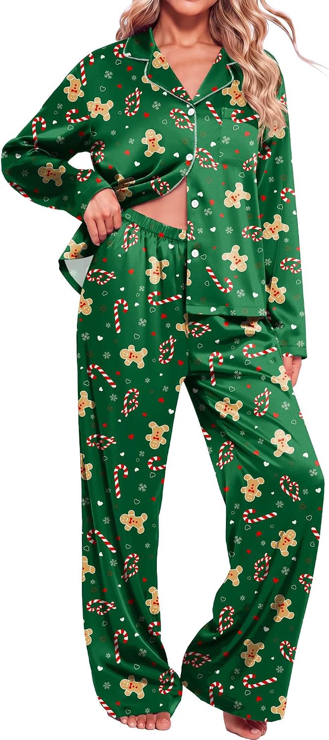 Detalle de Ekouaer Women's Satin Pajama Set, Polyester
