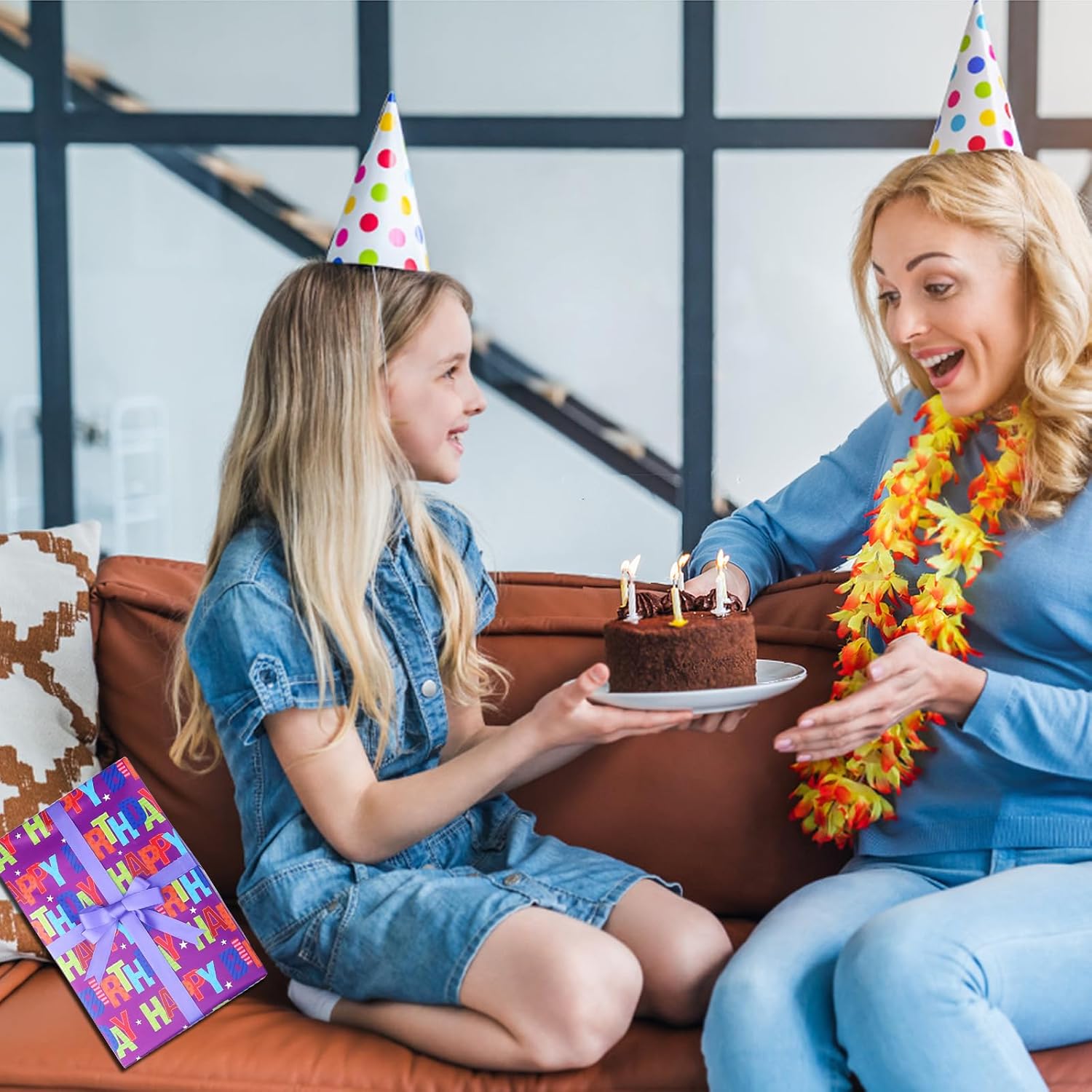 Thumbnail 5 de Liiqin 6er Geschenkpapier-Set (50x70 cm) mit „Happy Birthday“-Motiven für Kinder, Jungen & Mädchen – Schwarz