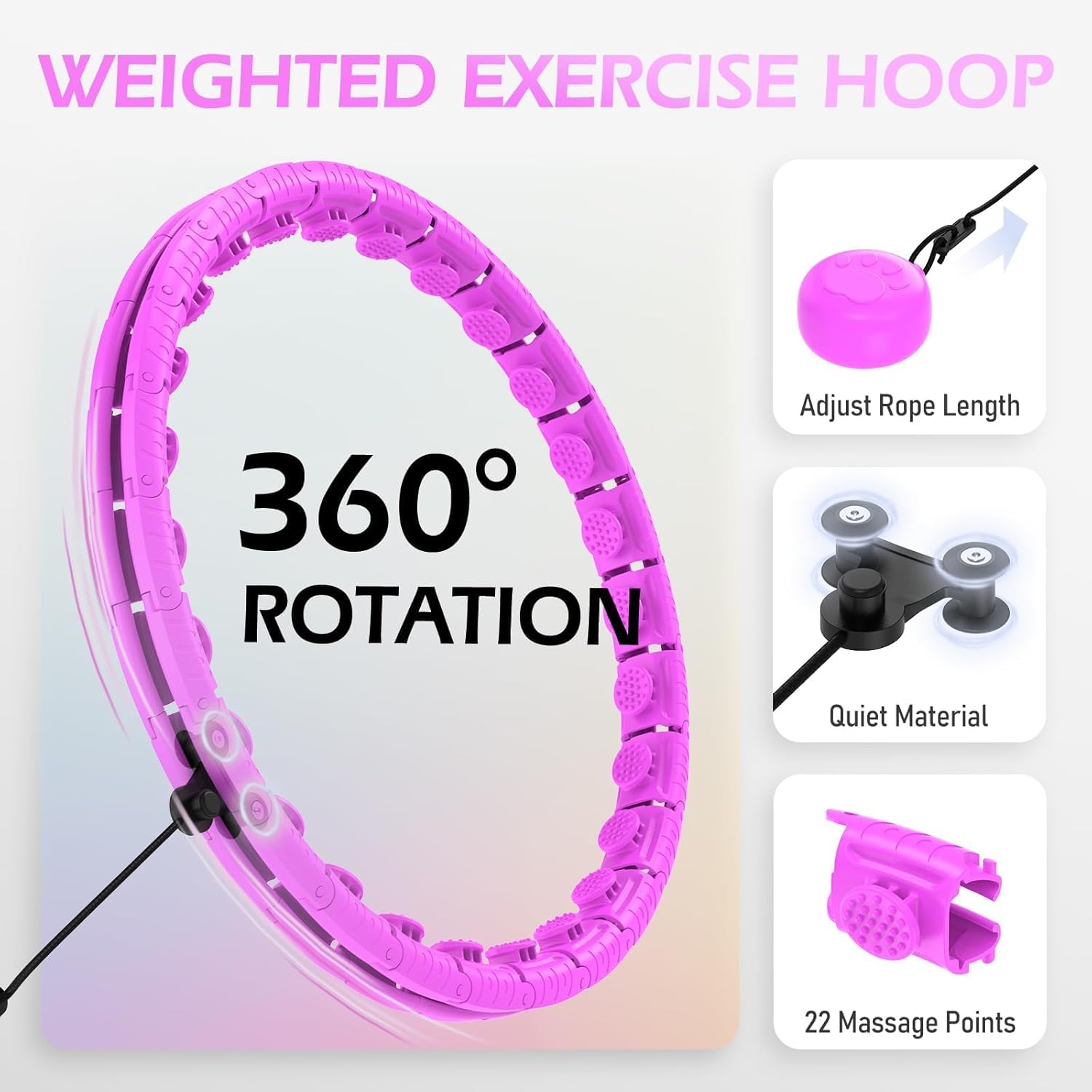 Thumbnail 2 de Weighted Hula Hoop for Adults (Plus Size) with 24 Detachable Links – Sweat Weight Ball