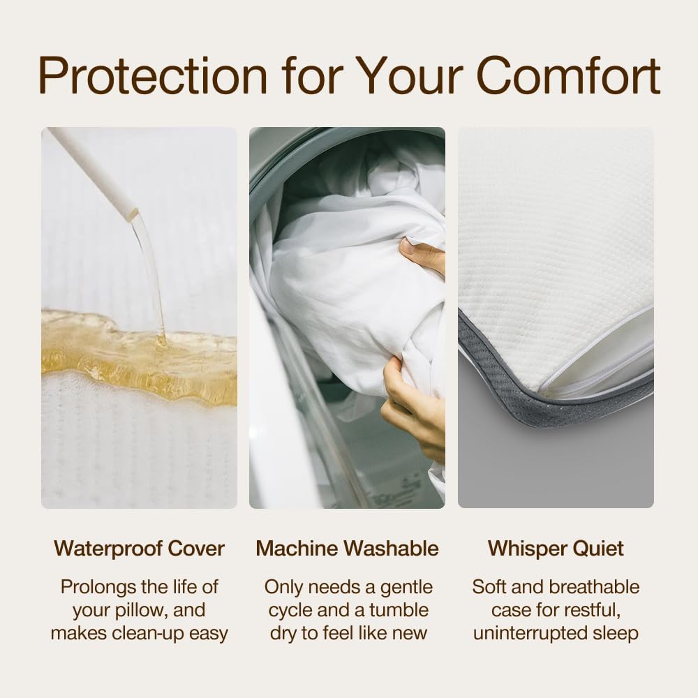 Detalle 2 de Coop Home Goods Ultra-Tech Queen Pillow Protectors, Waterproof, Zippered, Pack of 2